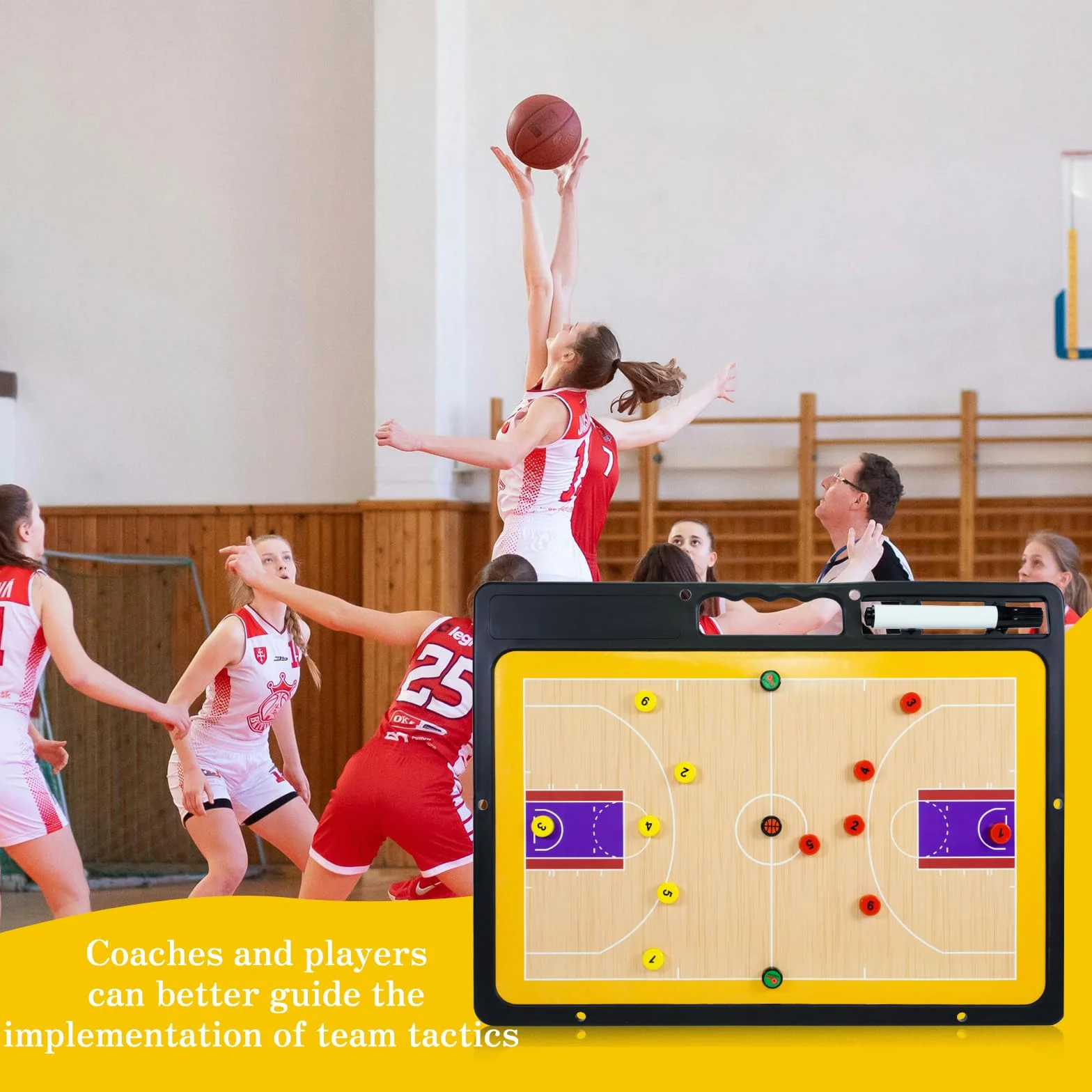 Pizarra Entrenador de Baloncesto Magnética Plegable con Imanes, Lapiceros y Borrador