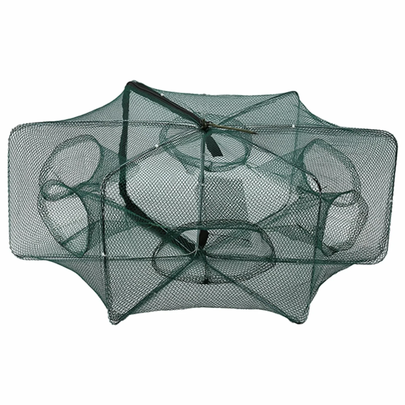 Red de Trampas para Cebo de Pesca Automática 6/12 Agujeros Nylon Plegable Jaula para Camarones Cangrejo