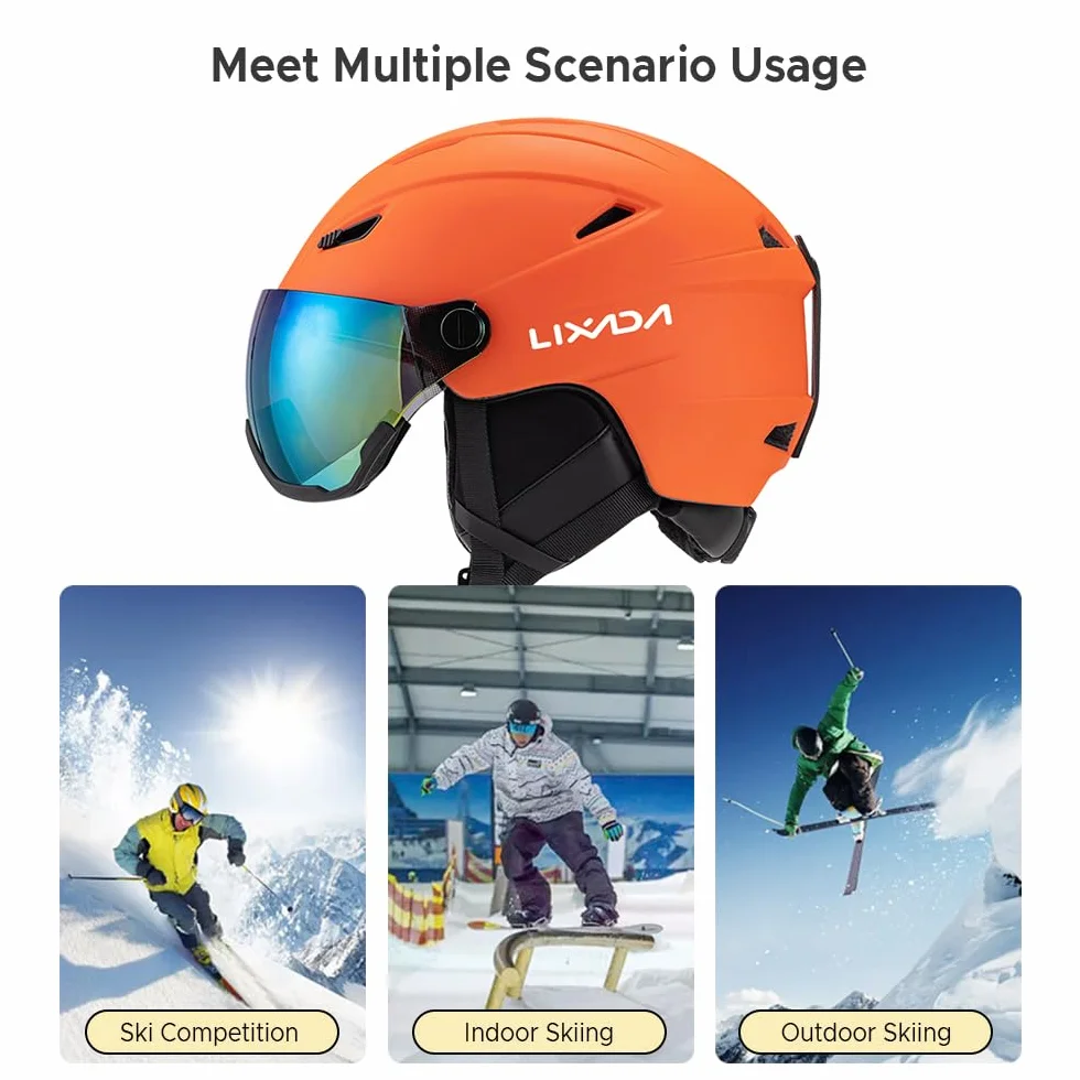 Lixada Casco de esquí Integrado con Gafas de Visera extraíbles para Hombres y Mujeres
