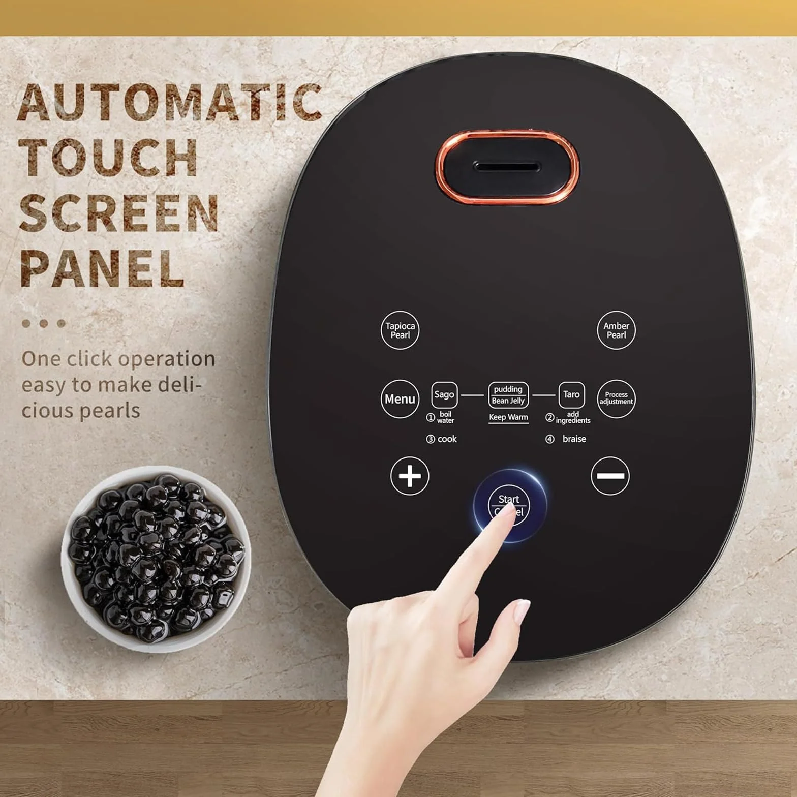 Olla boba comercial 900 W 5 litros automática para almidón de patata perlado control pantalla táctil