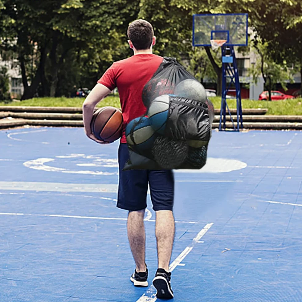 Bolsa de Malla para Pelotas con Cordón 10-15 Bolas Negro