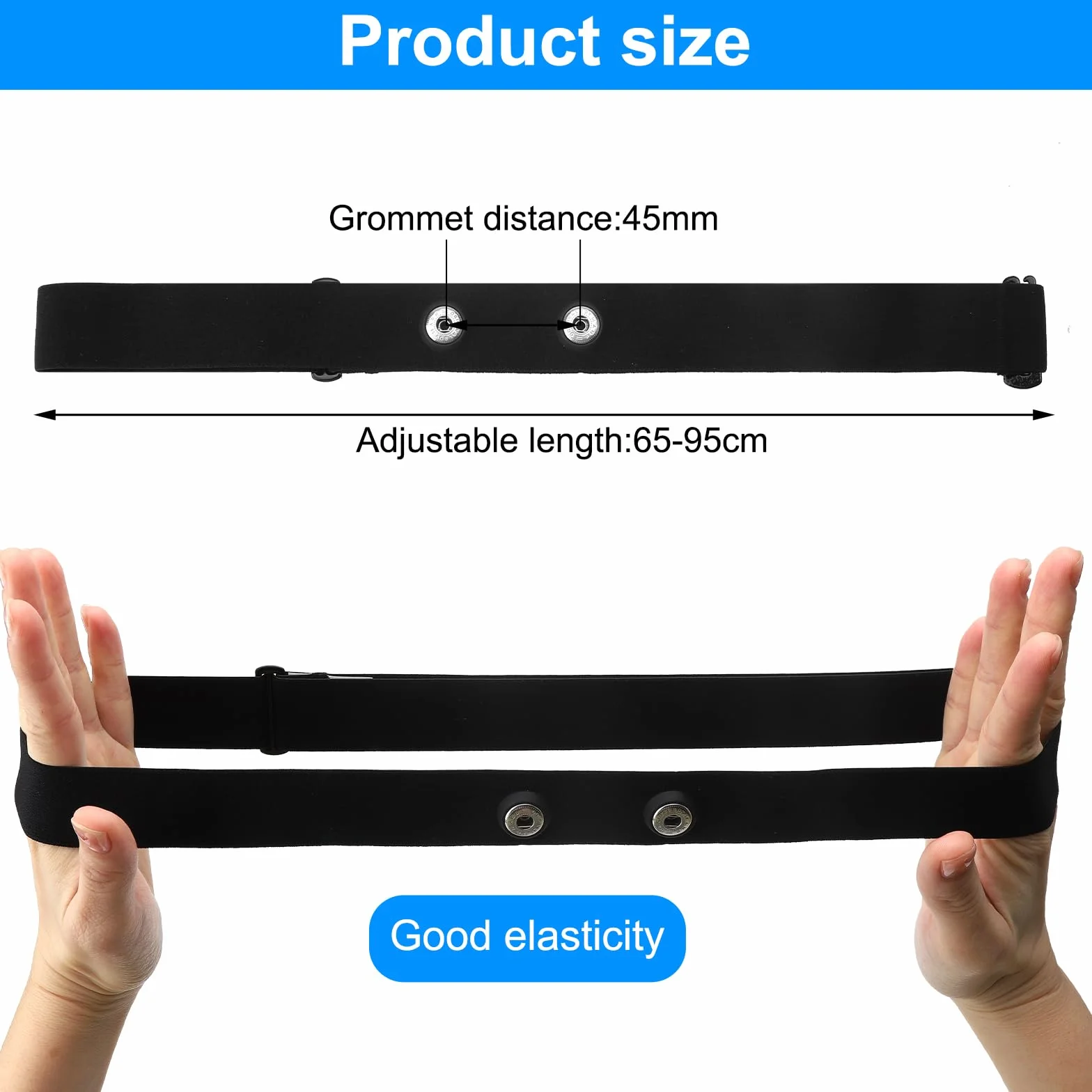 Correa de Pecho Elástica Repuesto V3 ANT Ajustable Negro Compatible con Polar H1 H10 H9 H7 Garmin Wahoo Coospo Powr Labs LIVLOV V6