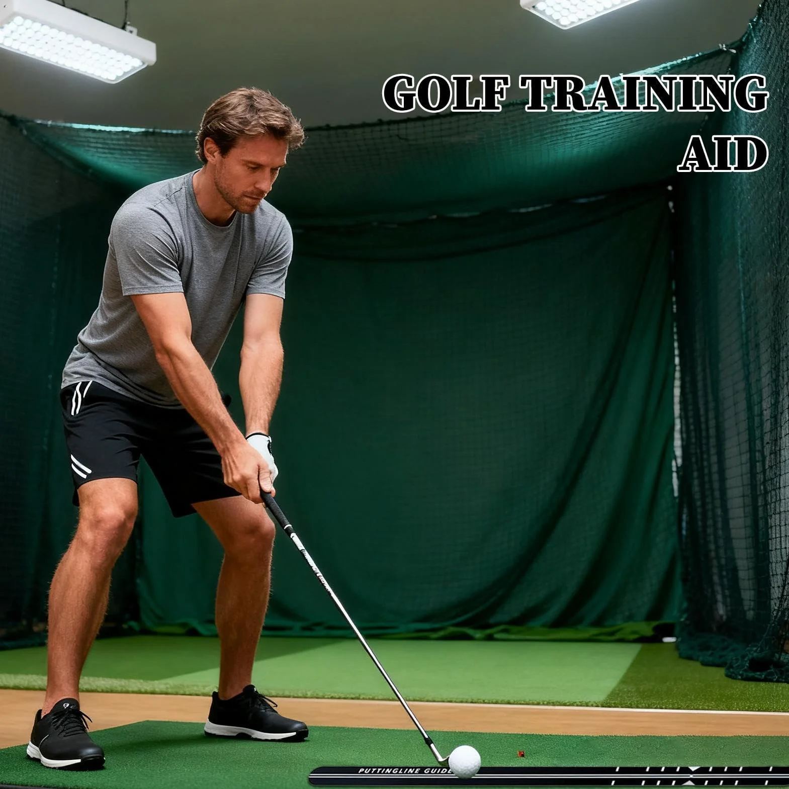 Piccello Guide Ruler 35.43x1.57x1.57 Golf Putter Alignment Rail Práctica portátil