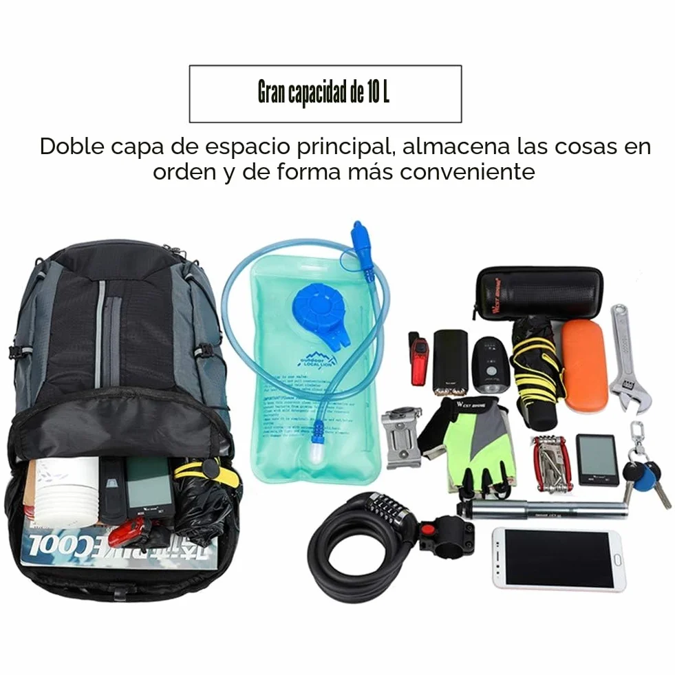 Mochila impermeable 10 L ultraligera para ciclismo escalada montañismo verde