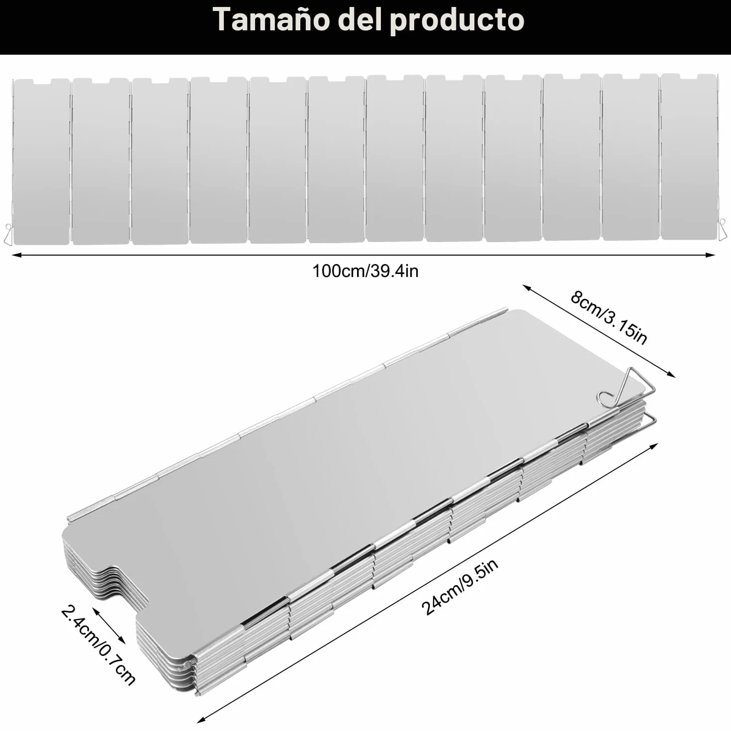 Parabrisas Plegable de Aluminio para Camping, Protectora Paravientos Portátil