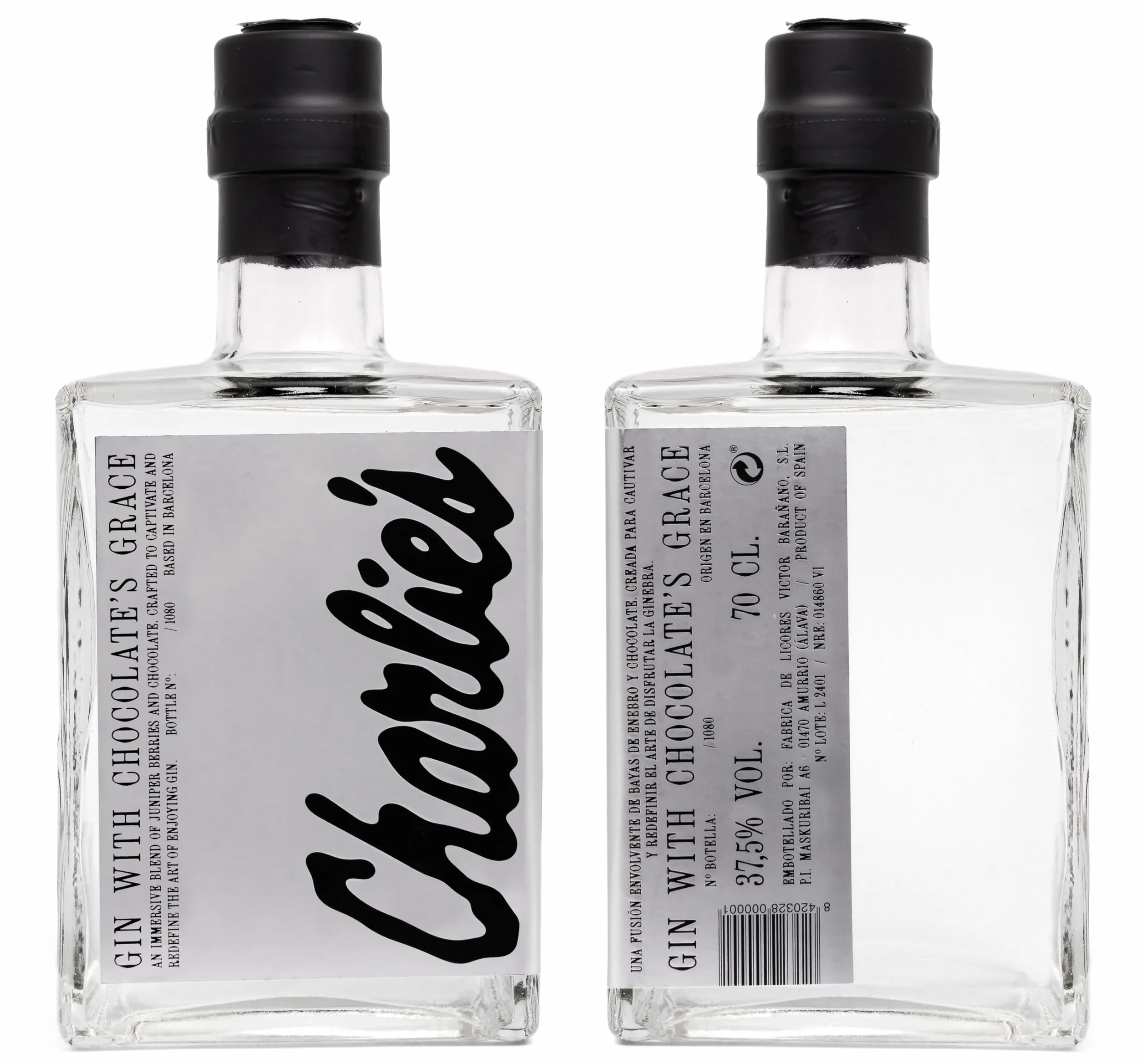 Charlie's Gin - La primera ginebra premium de chocolate - Origen en Barcelona - Ginebra exclusiva - Lotes limitados - 70cl - Alc. 37,5% vol.