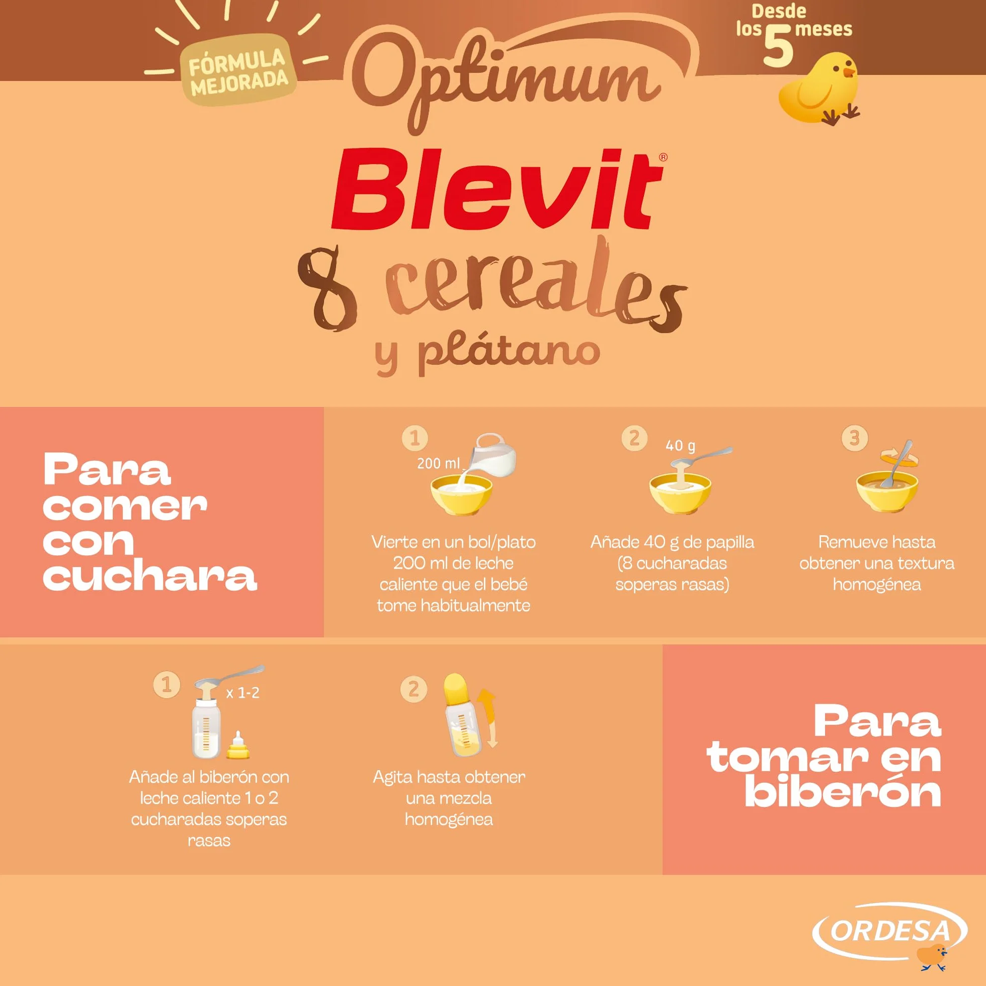Blevit Optimum 8 Cereales y Plátano | 250g | Papilla para Bebé con 85% de Cereales - Copos de Plátano, Vitaminas, Minerales y Fibra