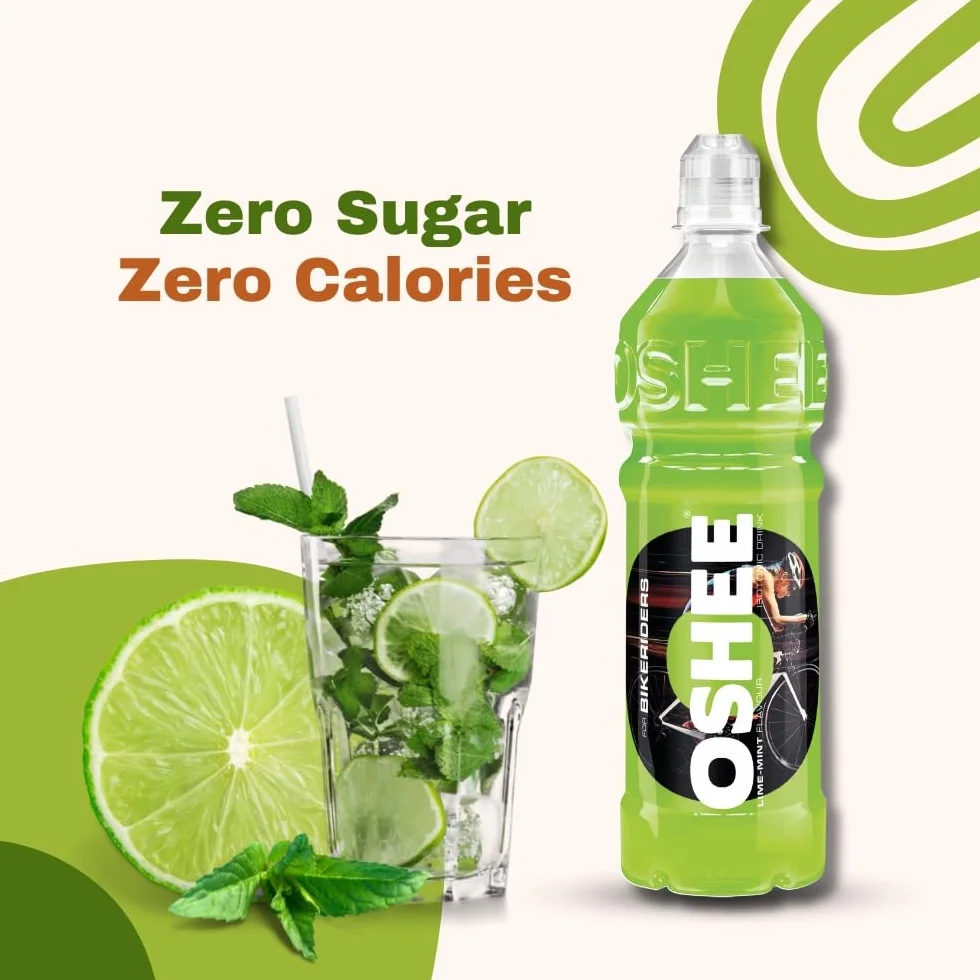 OSHEE LIME isotonic Drink 750ml (Pack of 6) - Addition of vitamins and L-carnitine - Sugar Free - Hydration - Vitamin Drinks