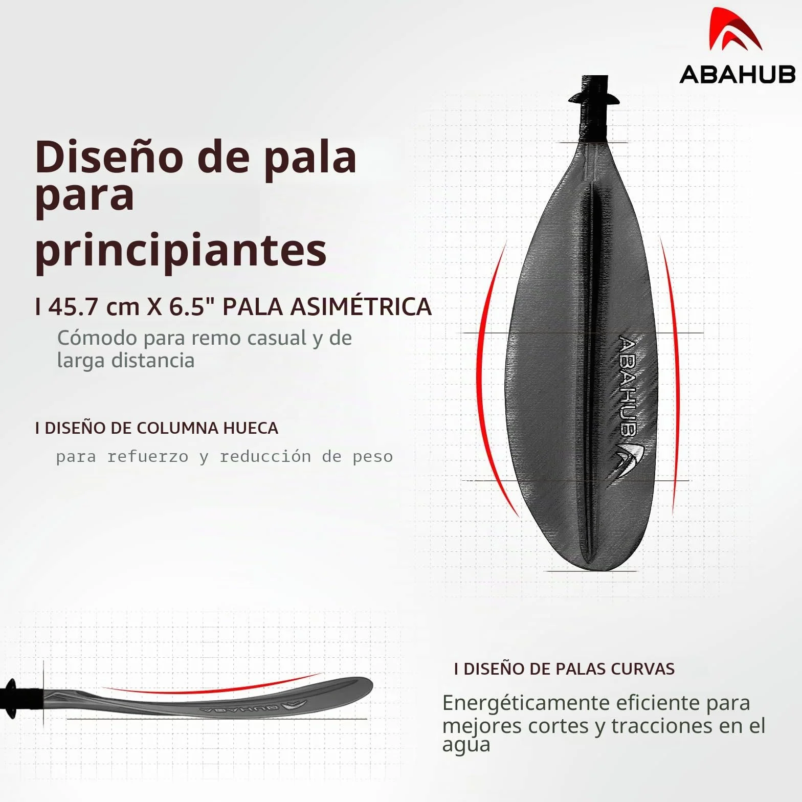 Abahub Kayak Pala Doble de Aluminio 218-241 cm Línea de Remo
