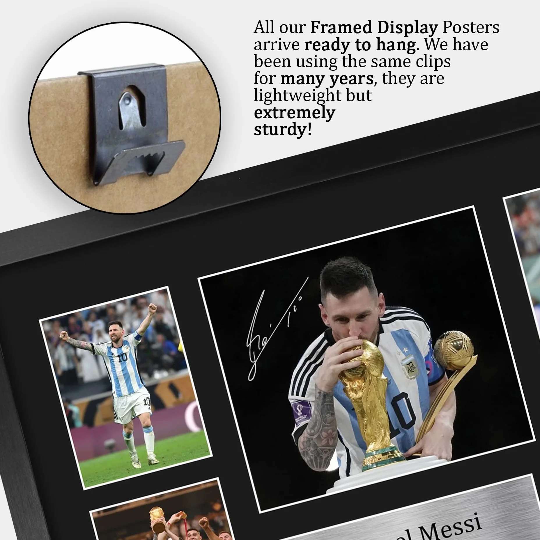 Cuadro con foto y autógrafo de Lionel Messi de Argentina, tamaño A3, con marco