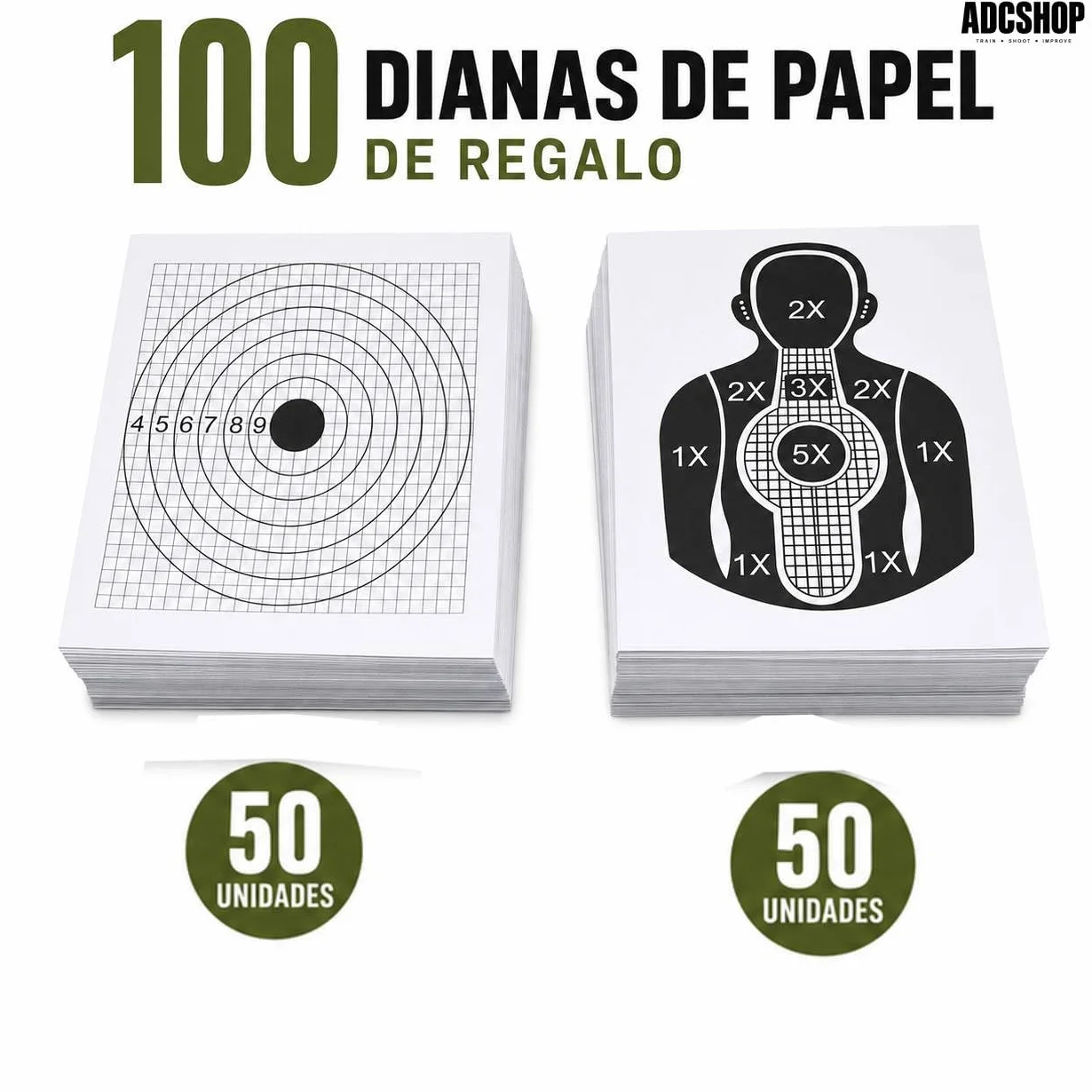 Cazabalines Airsoft Tiro Dual + 100 dianas 17x17 cm Objetivos móviles
