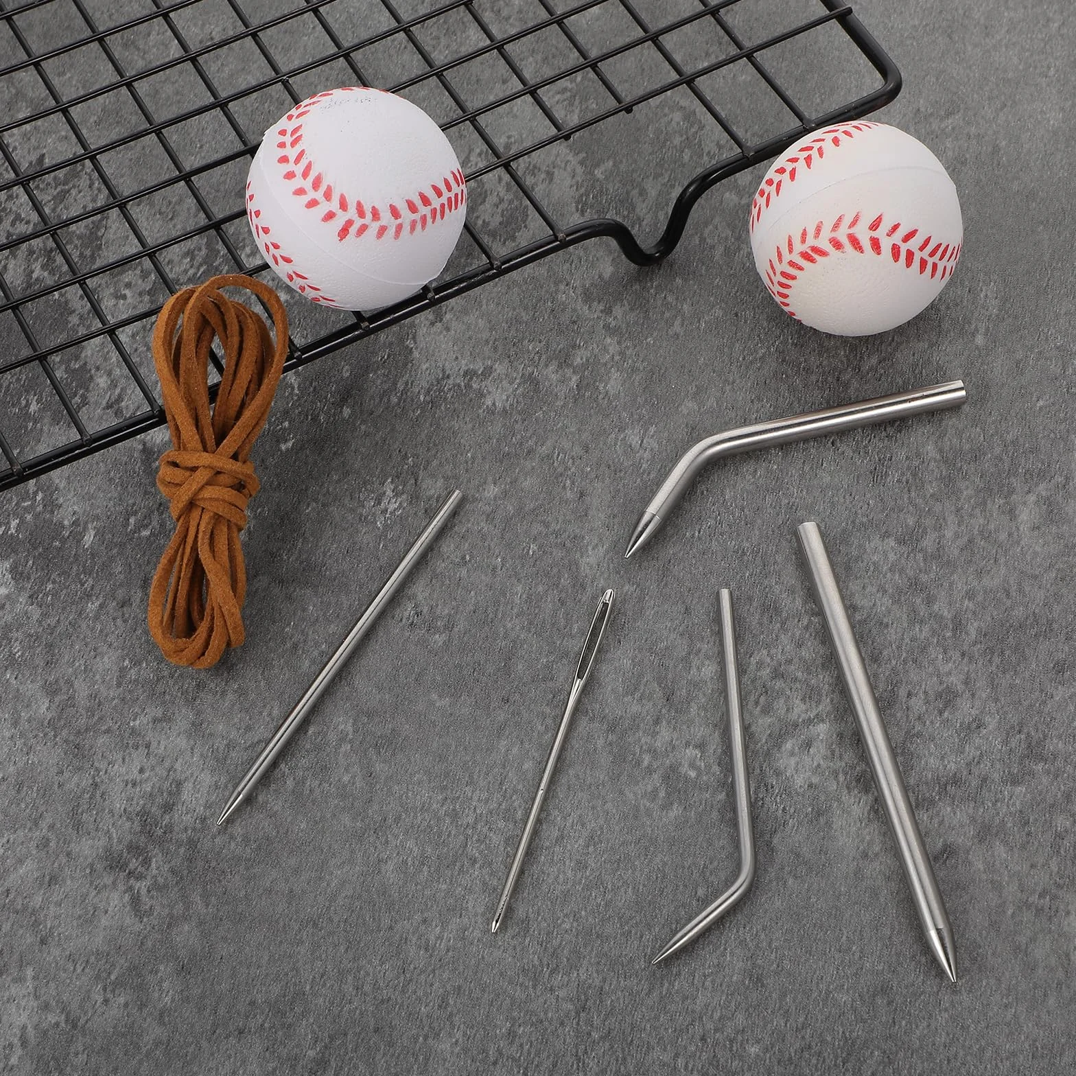 Juego de Reparación de Guantes de Béisbol con Aguja de Acero Inoxidable, 5 Piezas