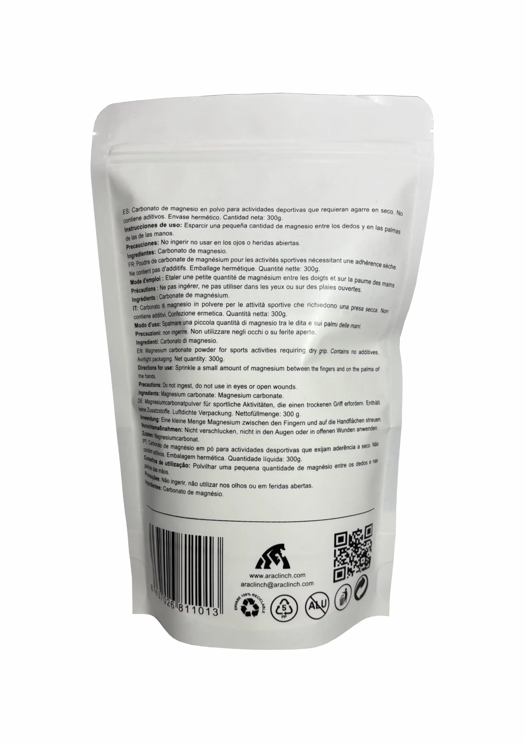 Carbonato de Magnesio en Polvo 300g para Escalada y Gimnasio
