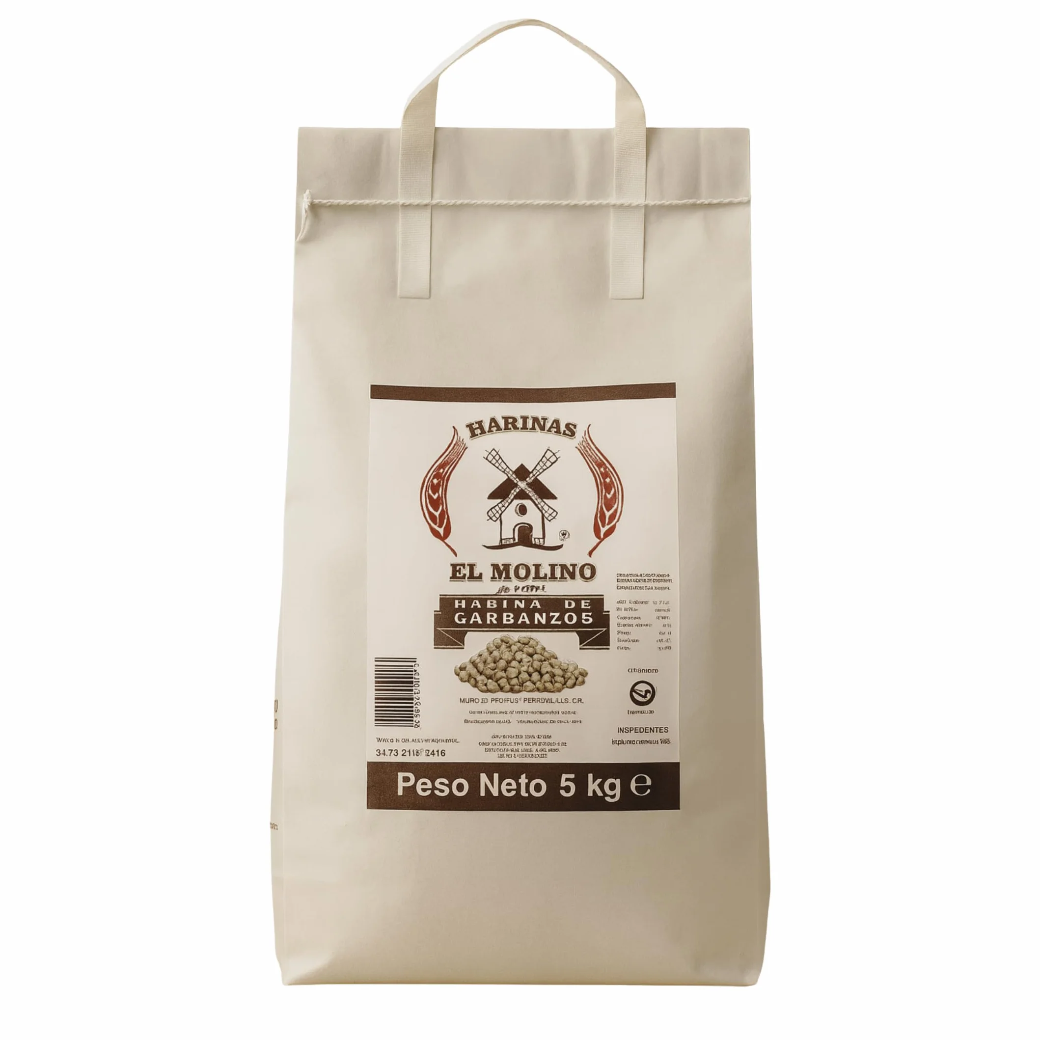 El Molino - Harina de Garbanzos - 5 Kg - Ideal para Dietas Veganas, Alta en Proteínas y Fibra, Perfecta para Repostería y Cocina Saludable