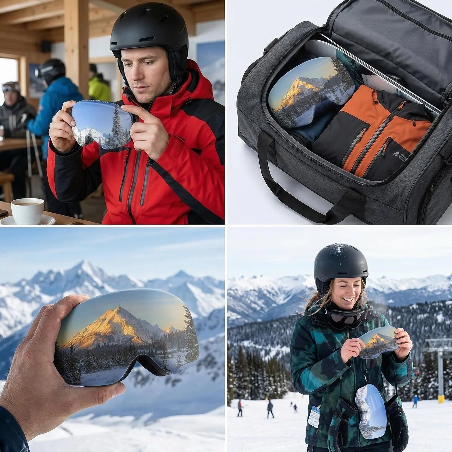 Fundas protectoras para gafas de esquí resistentes al impacto y agua, ligeras y compactas