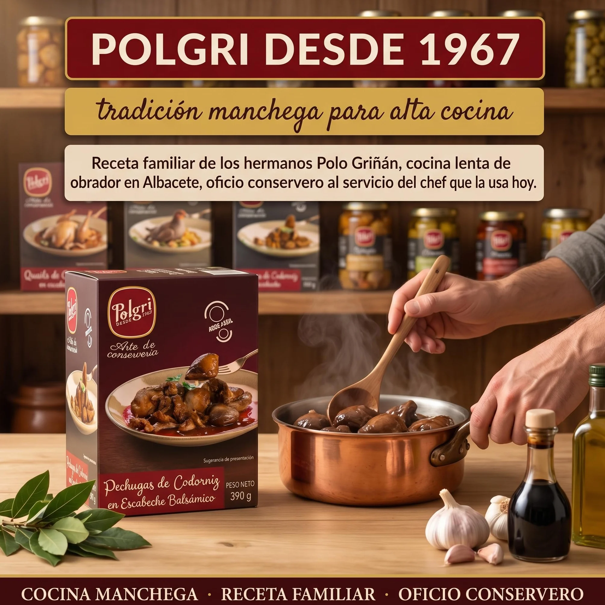 POLGRI Pechugas de Codorniz en Escabeche Balsamico Conserva Gourmet 390 g x 3 latas