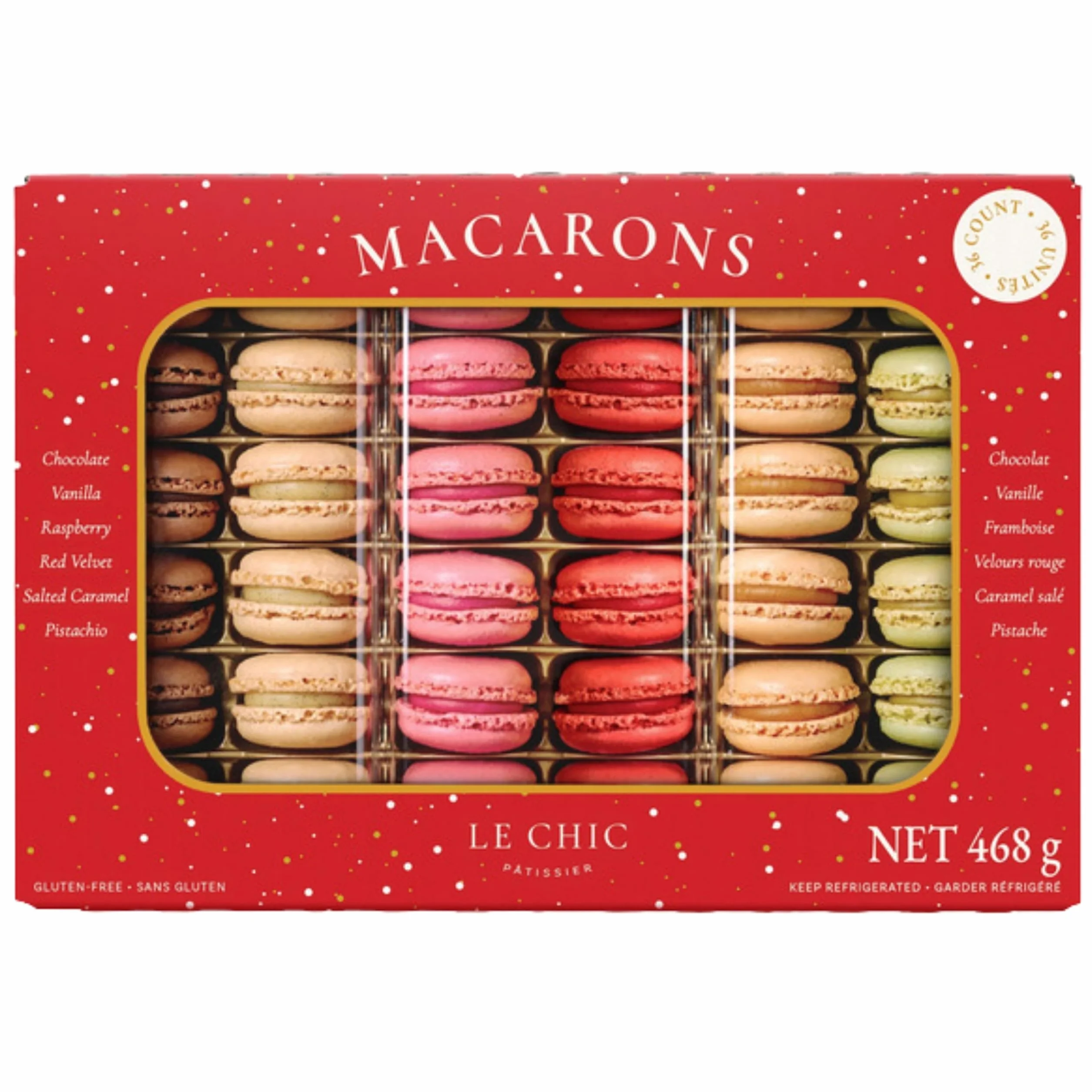 Macarons Surtidos Franceses 468 g (36 Unidades) – Selección Gourmet de Sabores Variados, Postre Premium para Regalo o Eventos (Sin Gluten) Distribuido por Laborawi