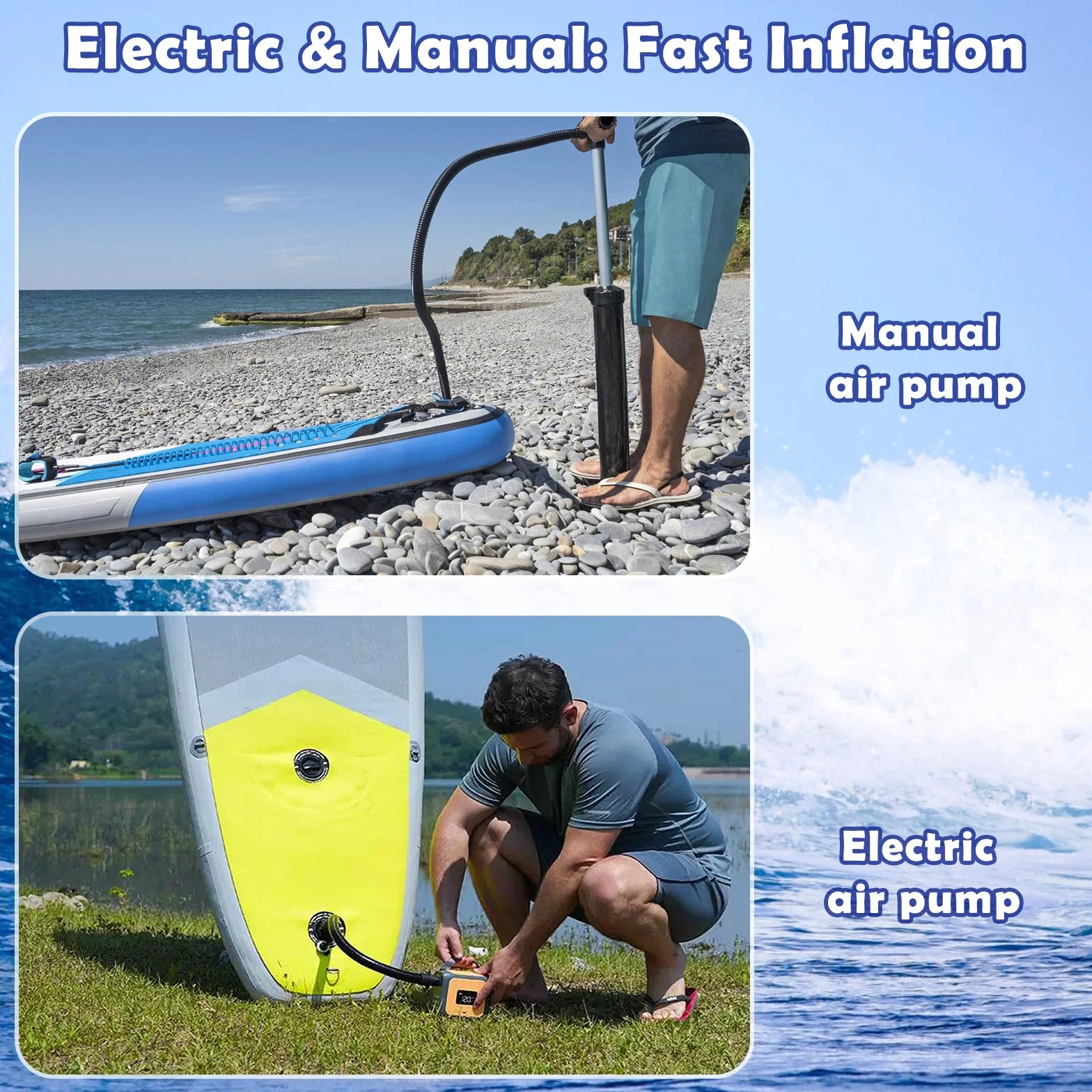 Adaptador Paddle Surf Inflador 2 Piezas para Bomba SUP Tabla Kayak Colchón Aire