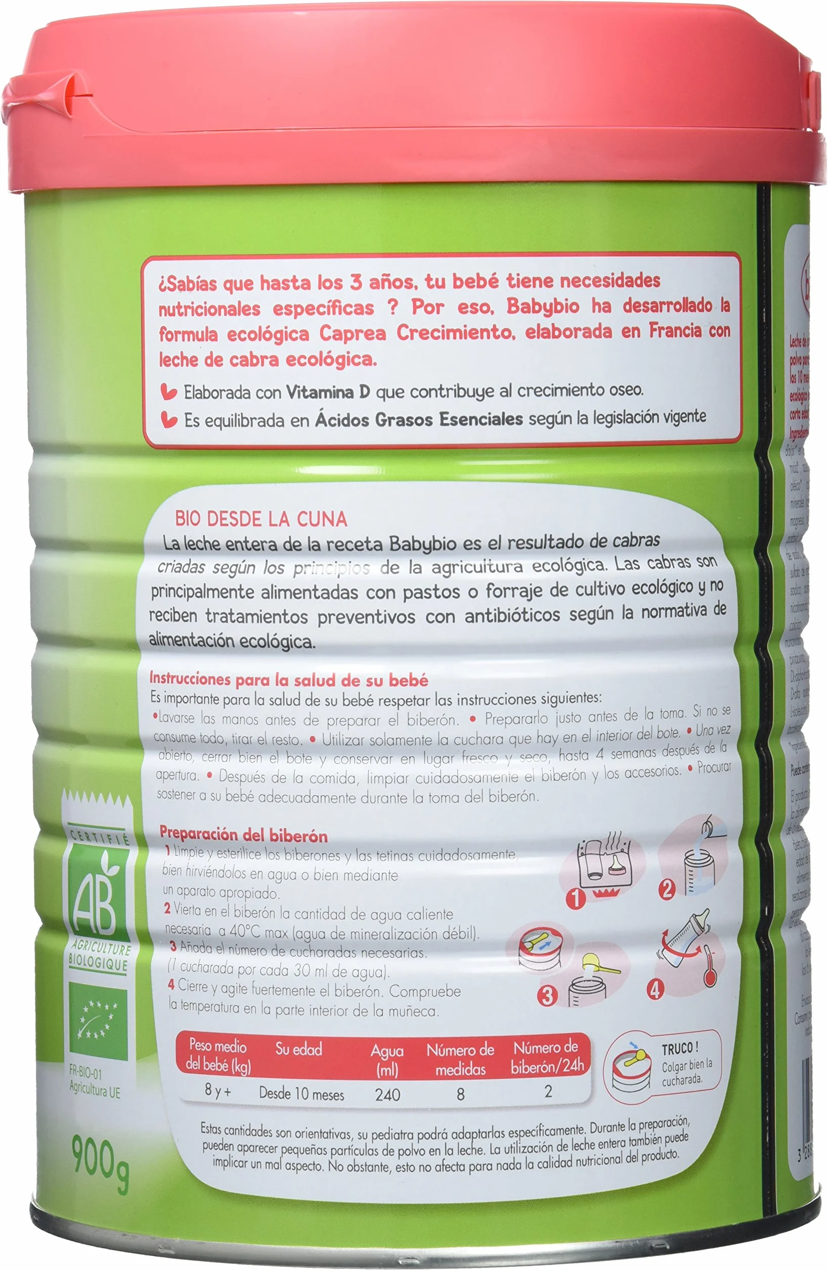 BabyBio Caprea Leche 3 Crecimiento - 900 gr