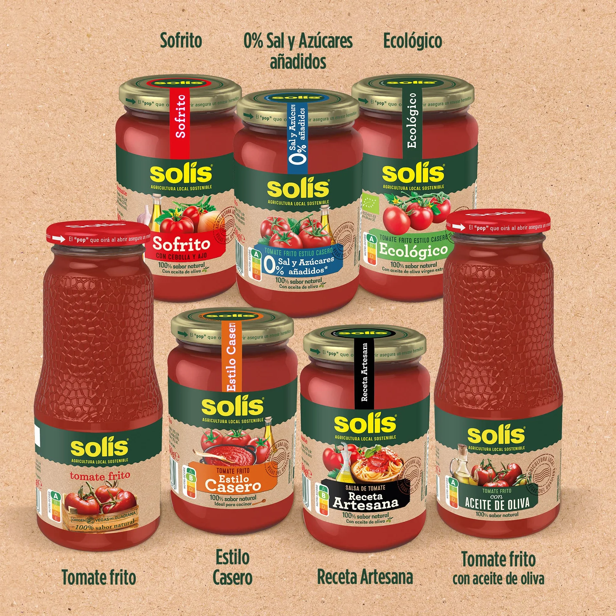 SOLÍS Tomate Frito Clásico Bipack Frasco Cristal - Sin Gluten - 2 x 460g