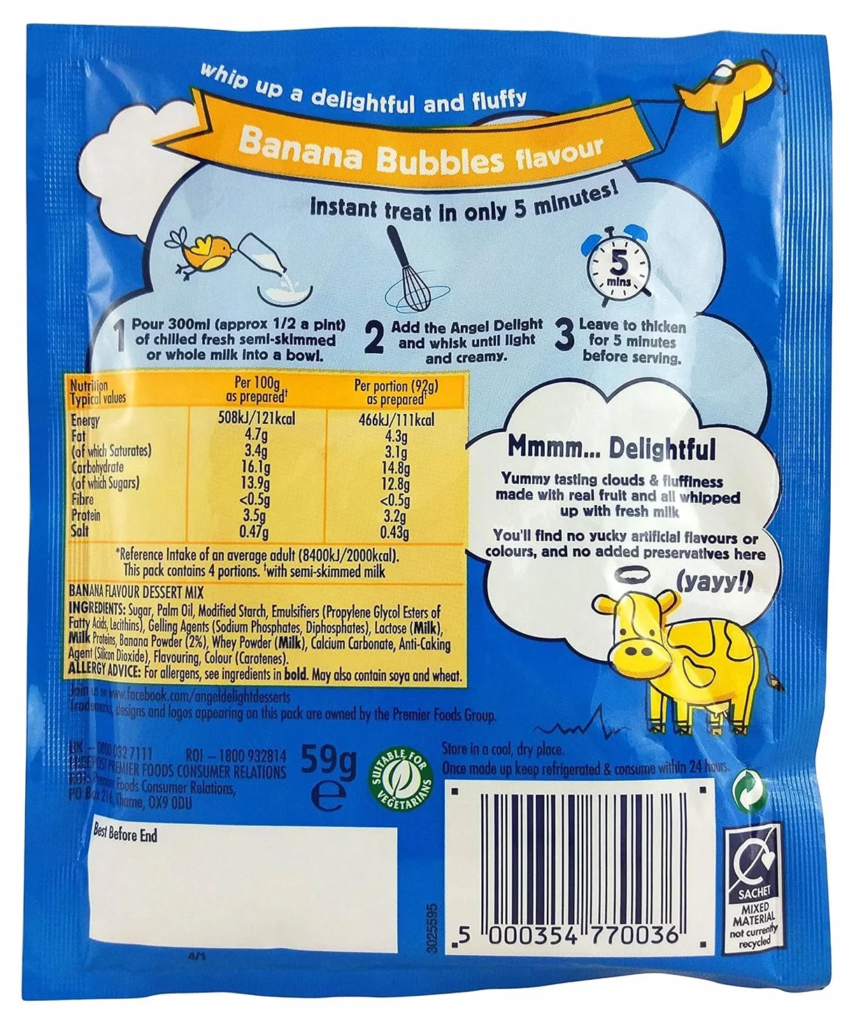 Angel Delight Plátano (59g) (Paquete de 6)