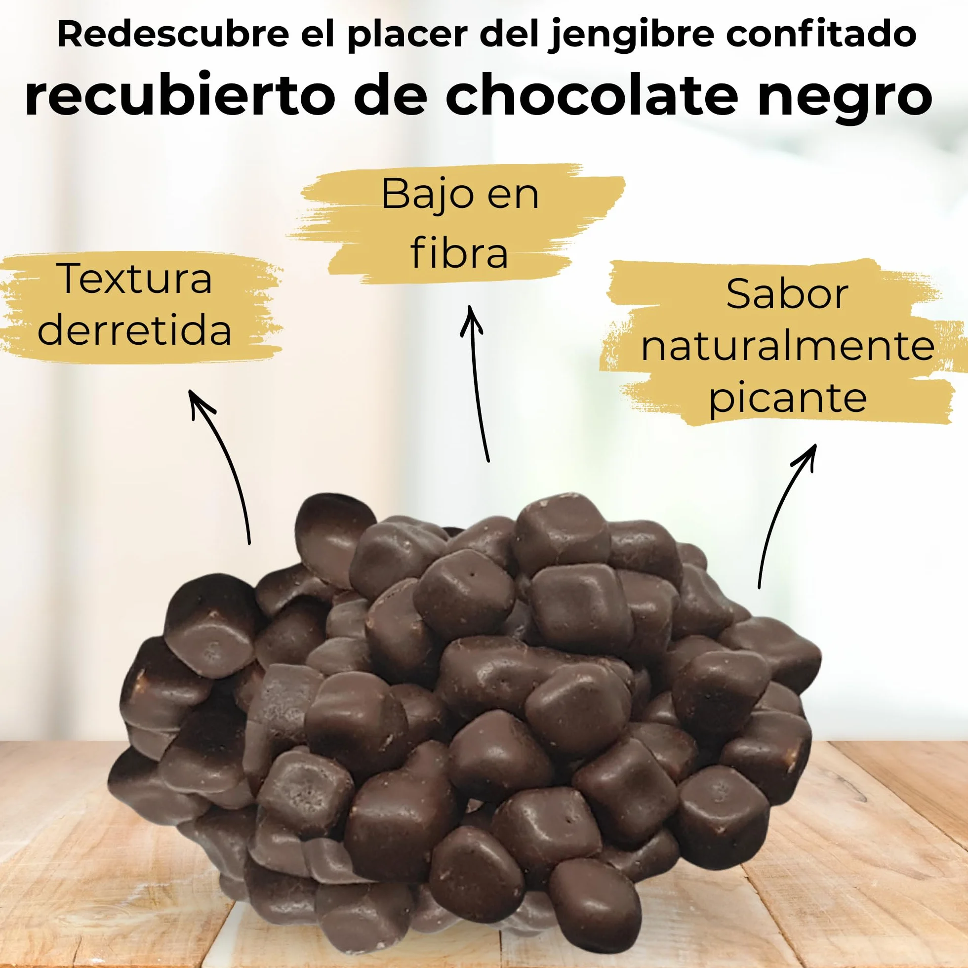 MA bio-épicerie - Jengibre Confitado Ecológico Cubierto de Chocolate Negro Eco 400 g - Jengibre Deshidratado a Granel sin Conservantes con Chocolate