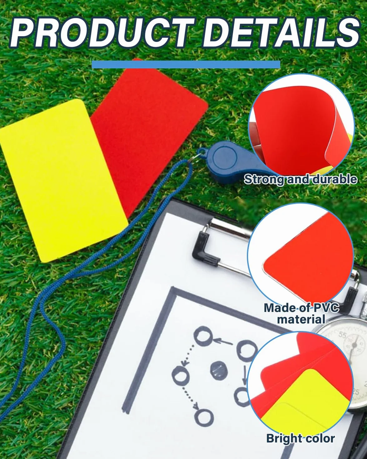 Kit de Tarjetas de Árbitro de Fútbol PVC - 10 Piezas, 2 Amarillas y 2 Rojas para Deporte Escolar
