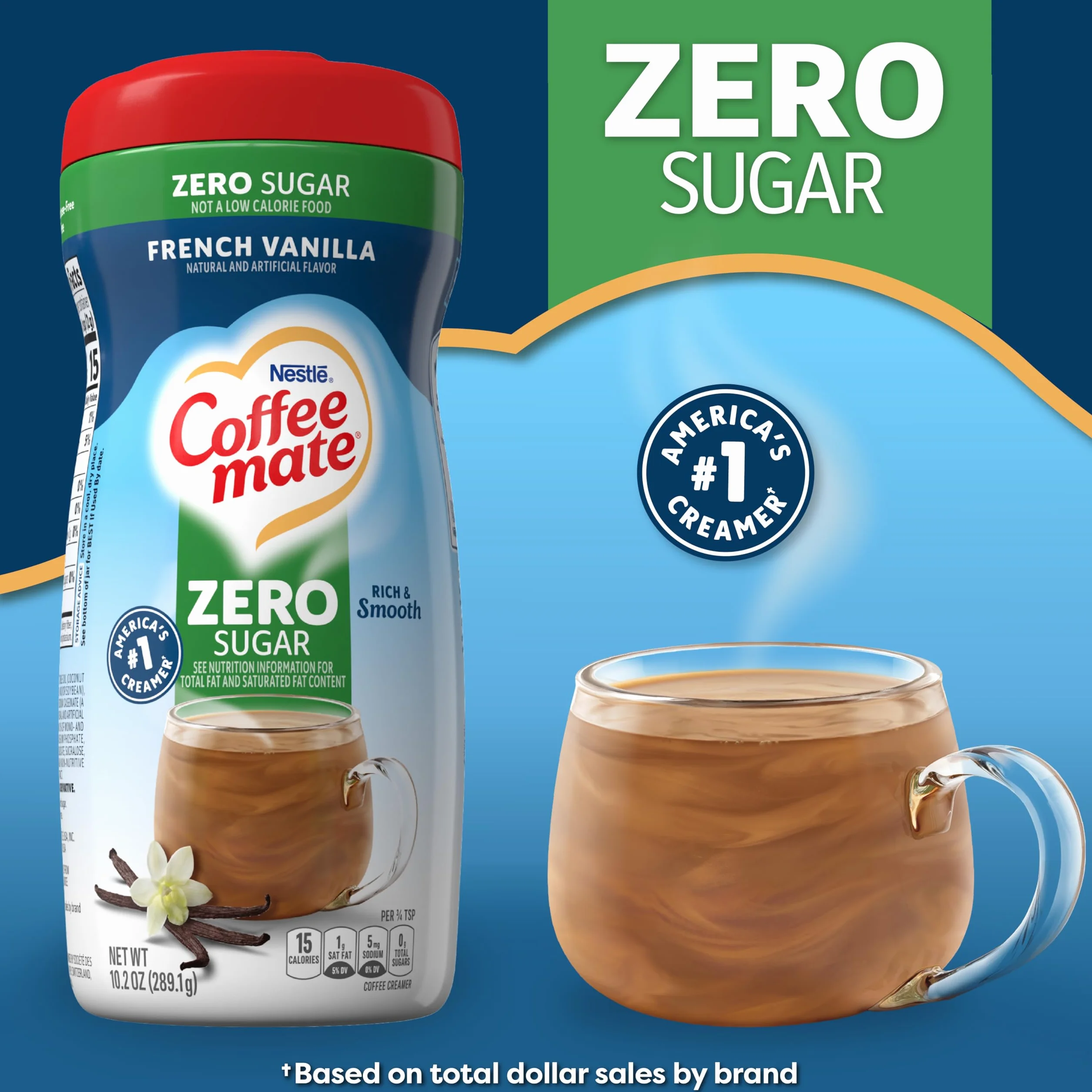 Coffee-mate French Vanilla, Sugar-Free Powdered Coffee Creamer, 10.2-Ounce Units (Pack of 6)