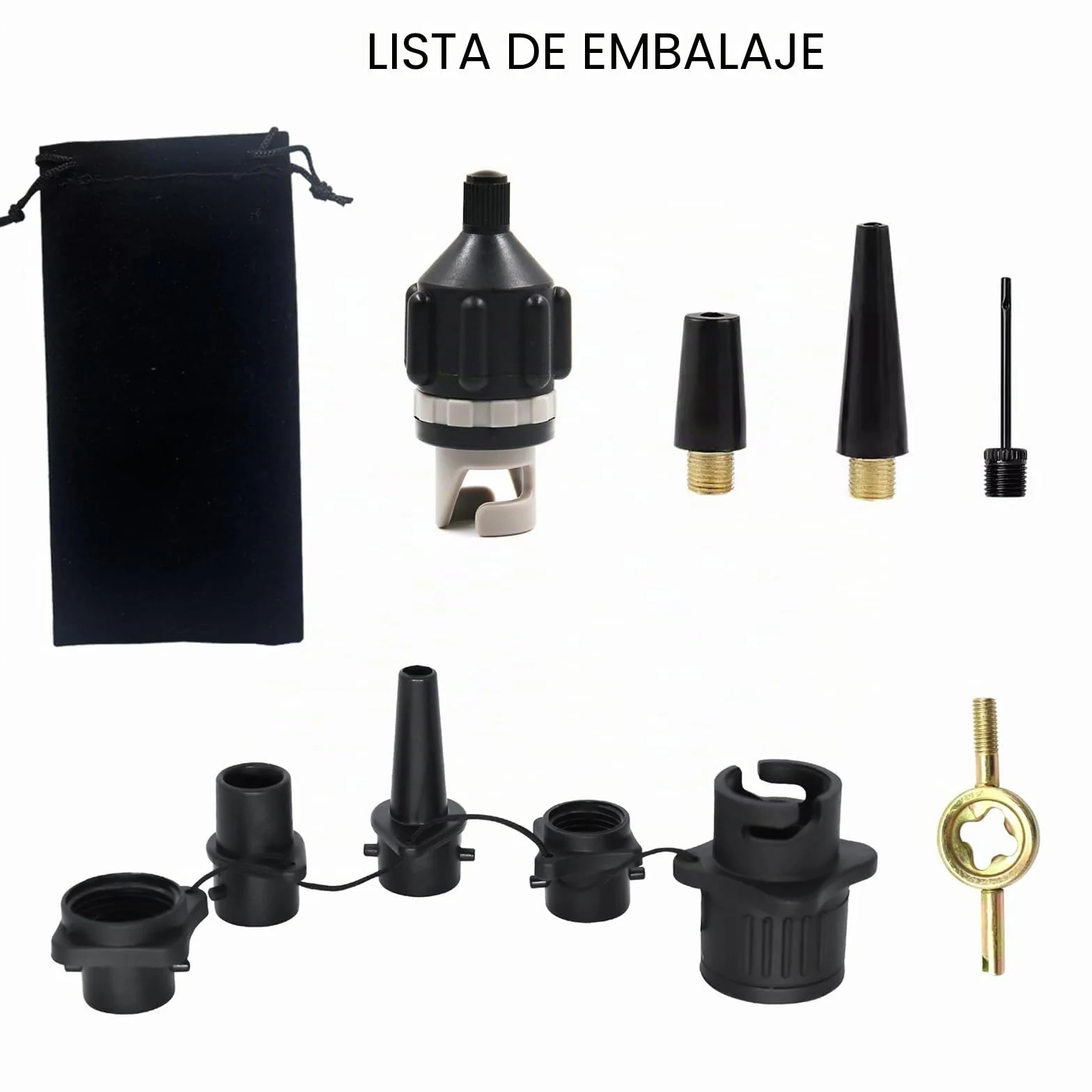 Adaptador Inflador Paddle Surf 8 Piezas Set Compresor Accesorios Hinchable