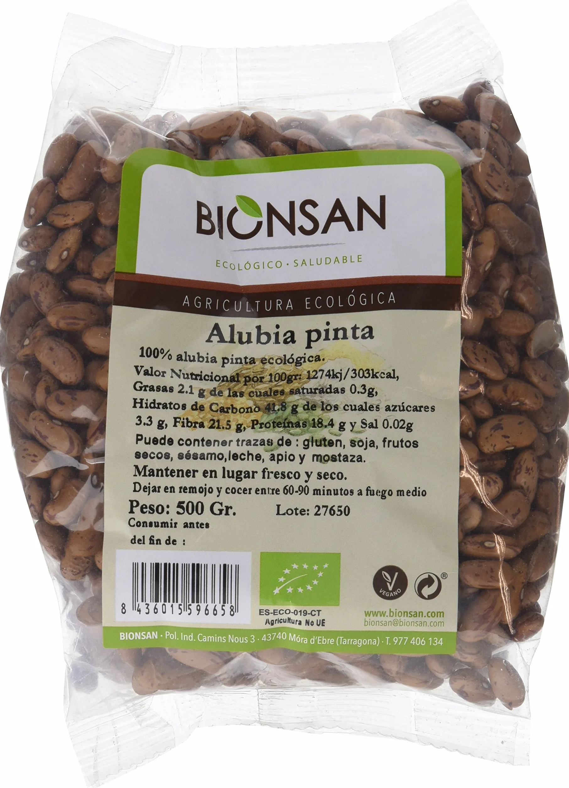 Bionsan Alubia Pinta | Cultivo Ecológico | 6 Bolsas de 500gr | Total: 3000gr