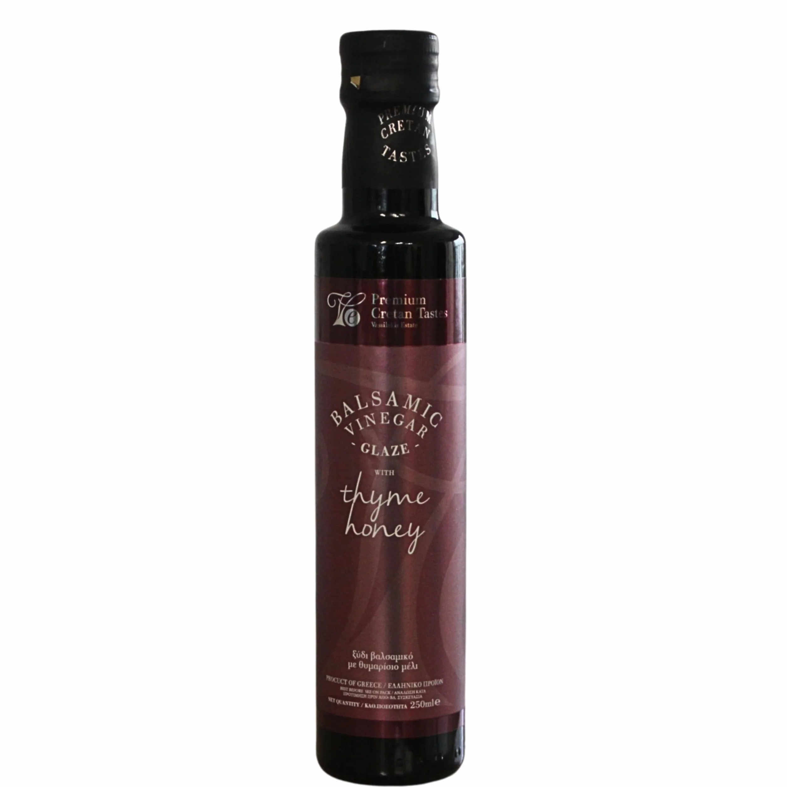Vassilakis Estate – Vinagre Balsámico Griego con Miel de Tomillo – Botella de 250 ml