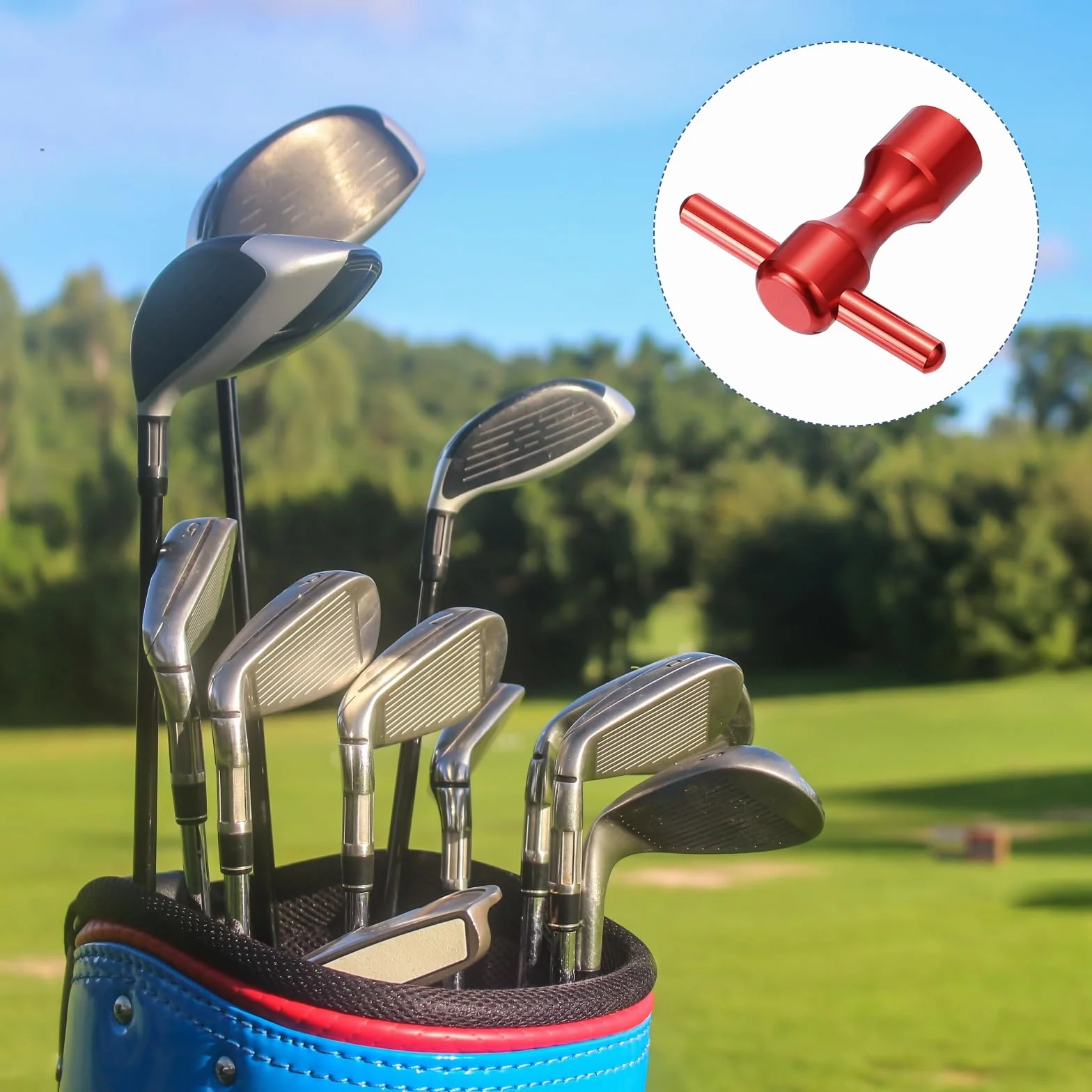 QUARKZMAN Llave de peso para golf de aleación de aluminio con 5 agujeros para putter Studio Select Button Back Rojo
