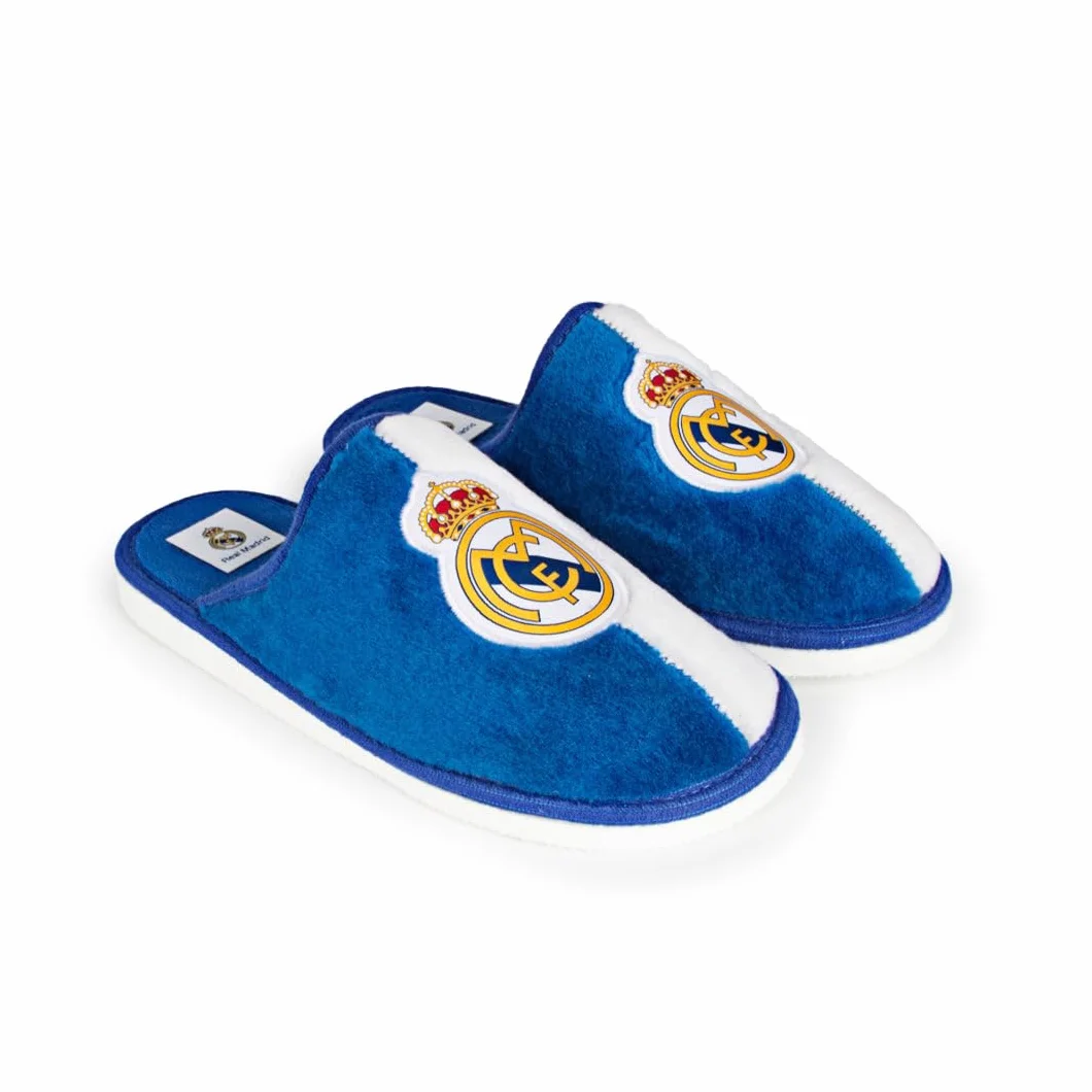 MARPEN Slippers Real Madrid CF Oficiales Temporada 24/25 Hombre Mujer Ligeras Invierno Azul Blanco Talla 42