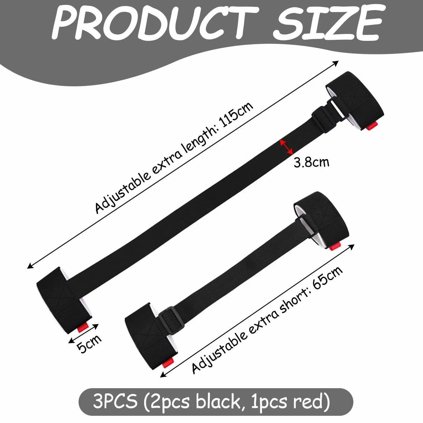 Pack De 3 Correas Ajustables Para Snowboard Y Esquí, Negro