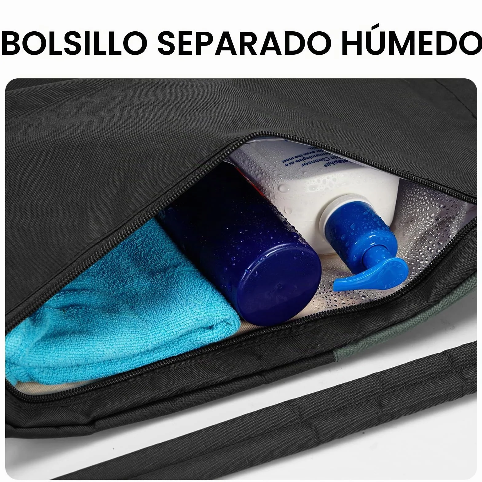 WANDF Bolsa deportiva con cordón impermeable compartimento húmedo negra