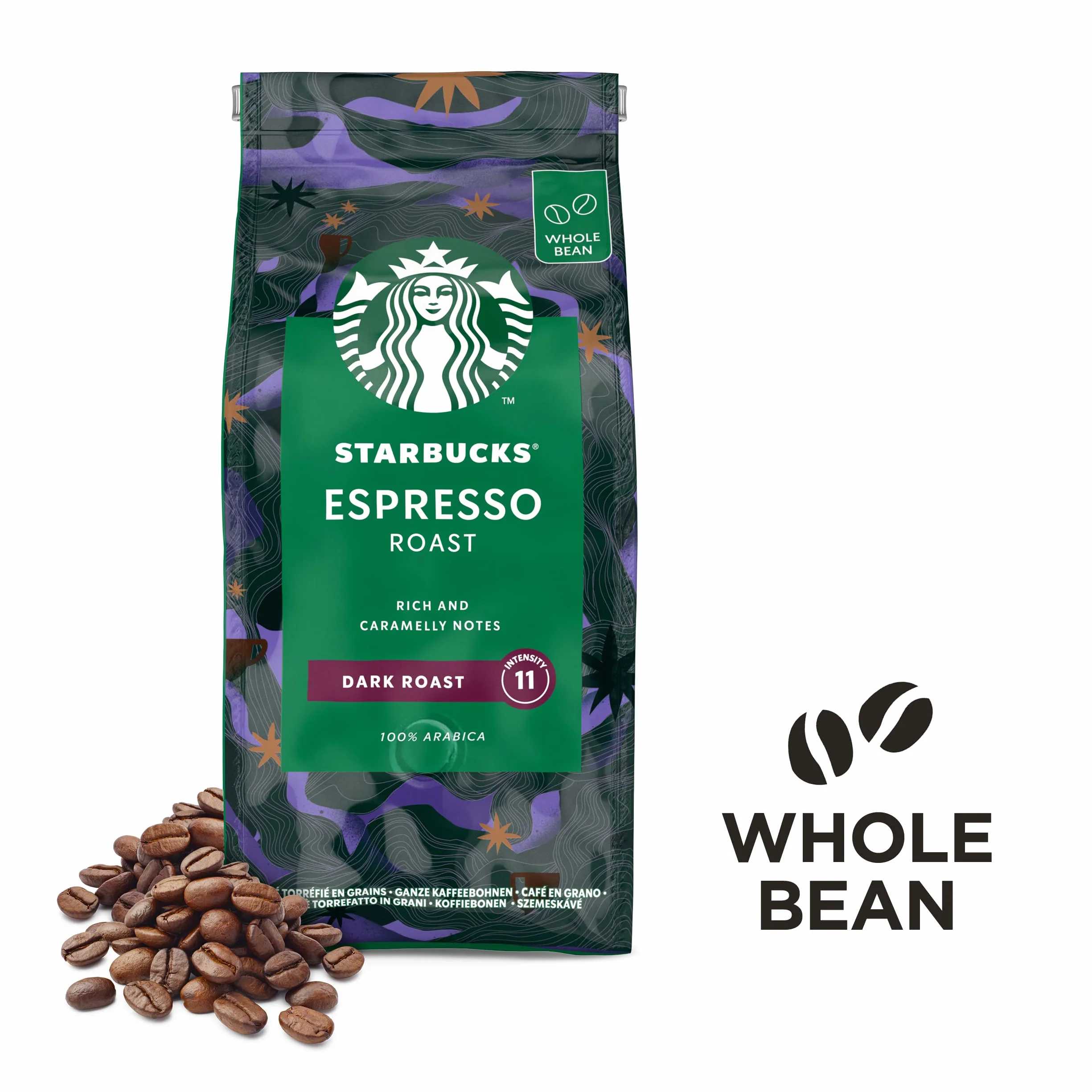 STARBUCKS Espresso Roast Café De Grano Entero De Tostado Intenso, 200g (Paquete de 6)