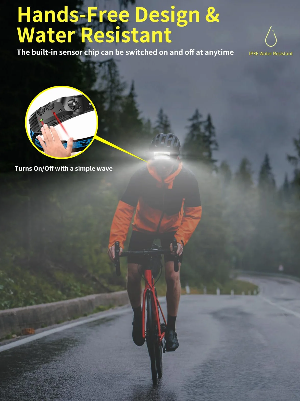 Smiling Shark Linterna Cabeza LED Recargable 2 Pack, Impermeable Sensor Movimiento Camping Ciclismo