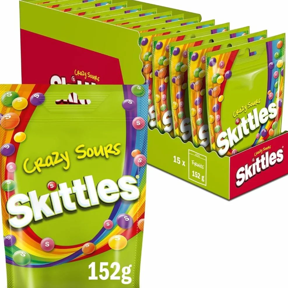 Skittles Caramelos ácidos Masticables en Bolitas de frutas (pack de 15 x 152g)