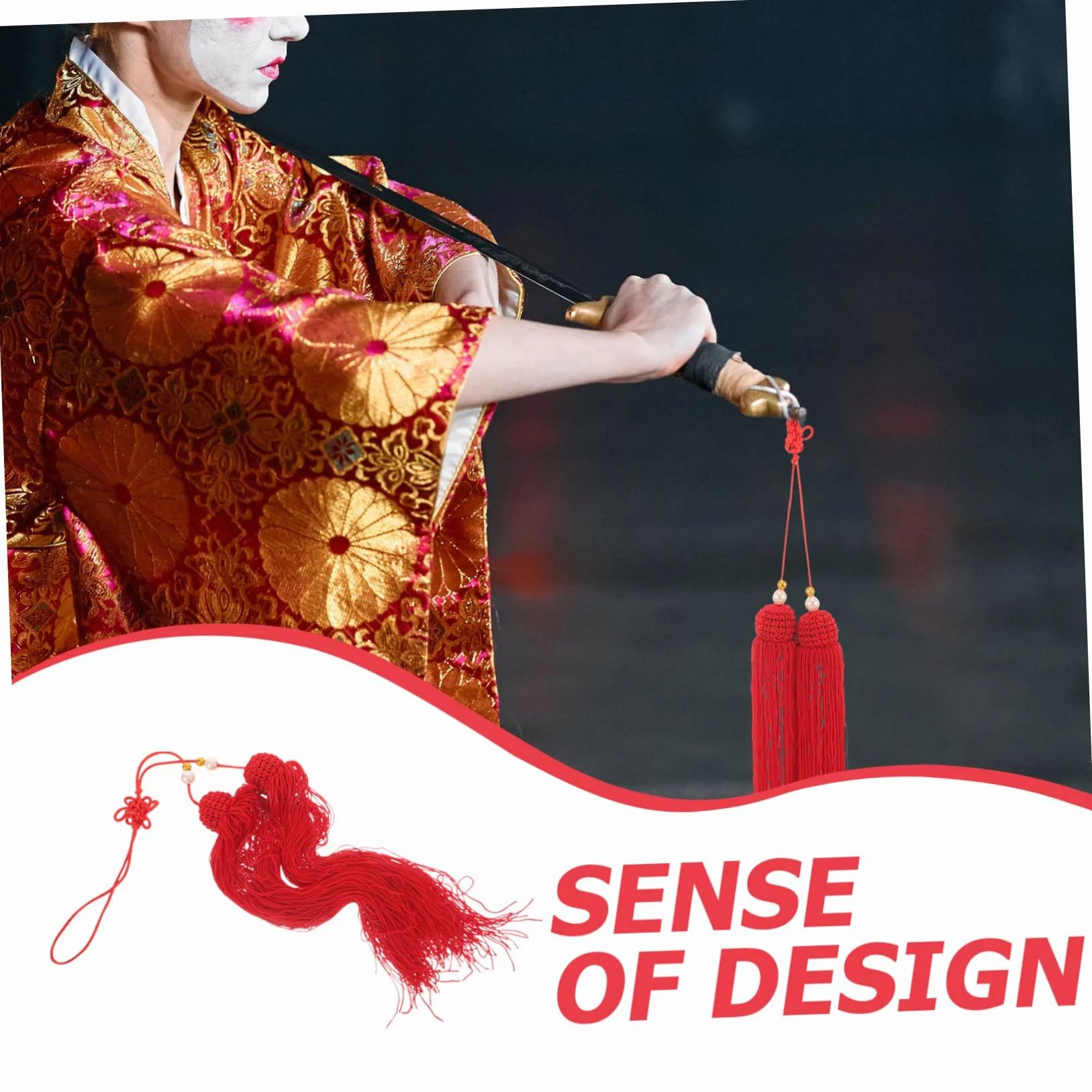 Cabilock Borla Roja de Tela para Adorno de Sable de Tai Chi, Material Seguro