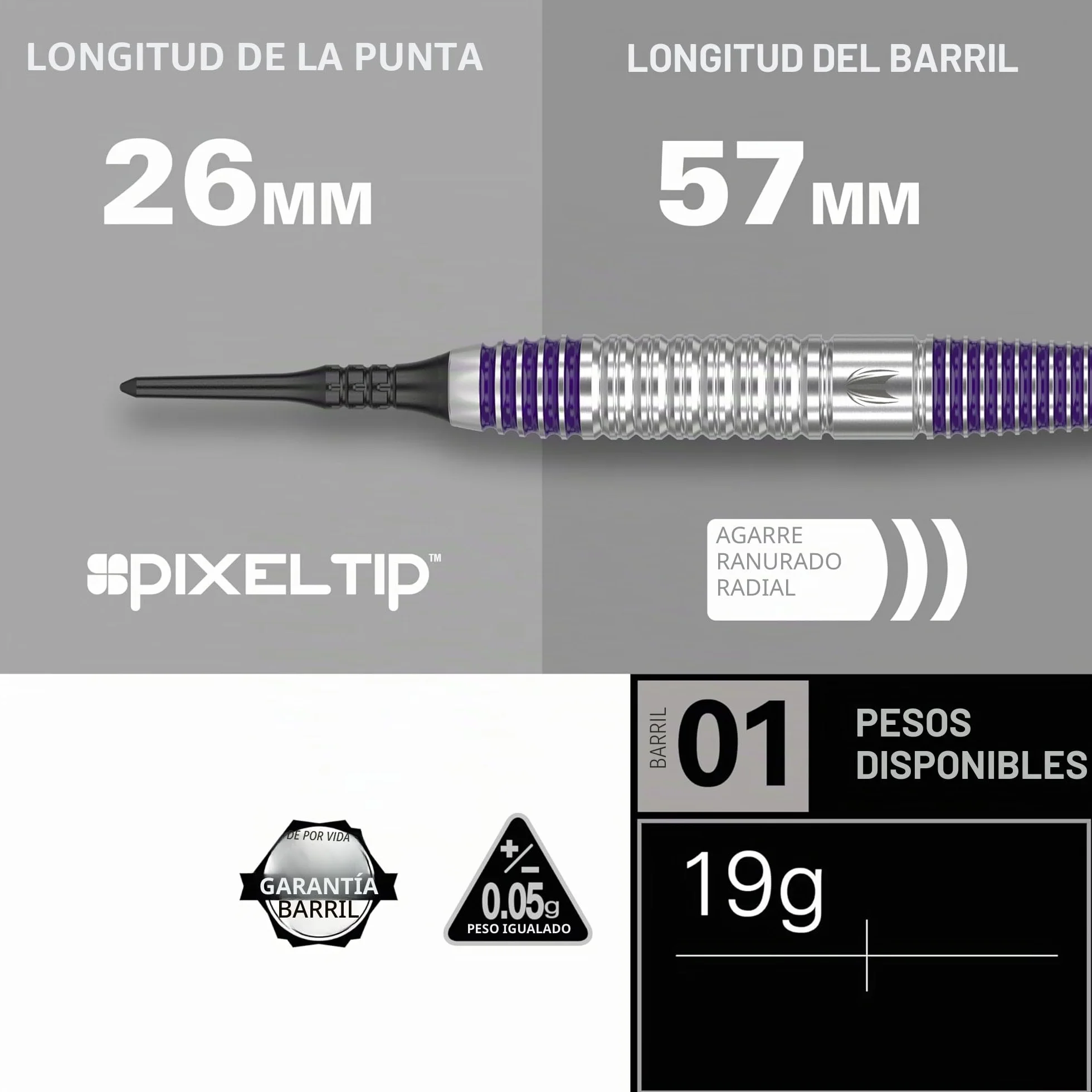 Target Darts Luke Littler Set Dardos Punta Blanda Latón 19G The Nuke Player Edition con Plumas Cañas Estuche