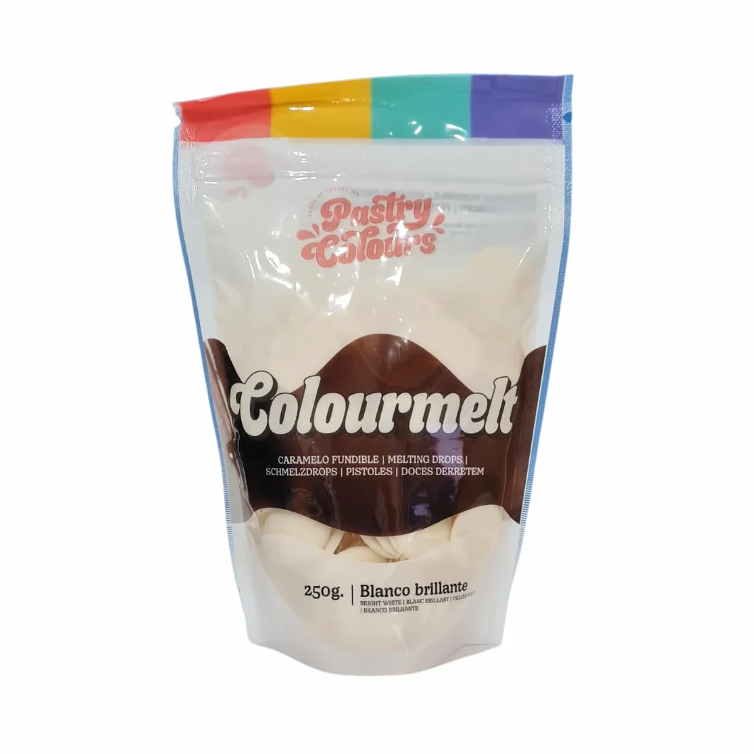 PASTRY COLOURS - Melts Blanco Brillante - Melts de Colores - Chocolate para Fundir - Cobertura para Pasteles - Bolsa de 250g (Blanco brillante)