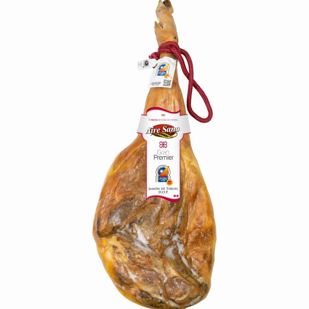 Aire Sano - Jamón de Teruel DOP Gran Premier entre 8-8.5 Kg + Taco de Lomo Padre 100% Duroc de 310g - Envasado al vacío