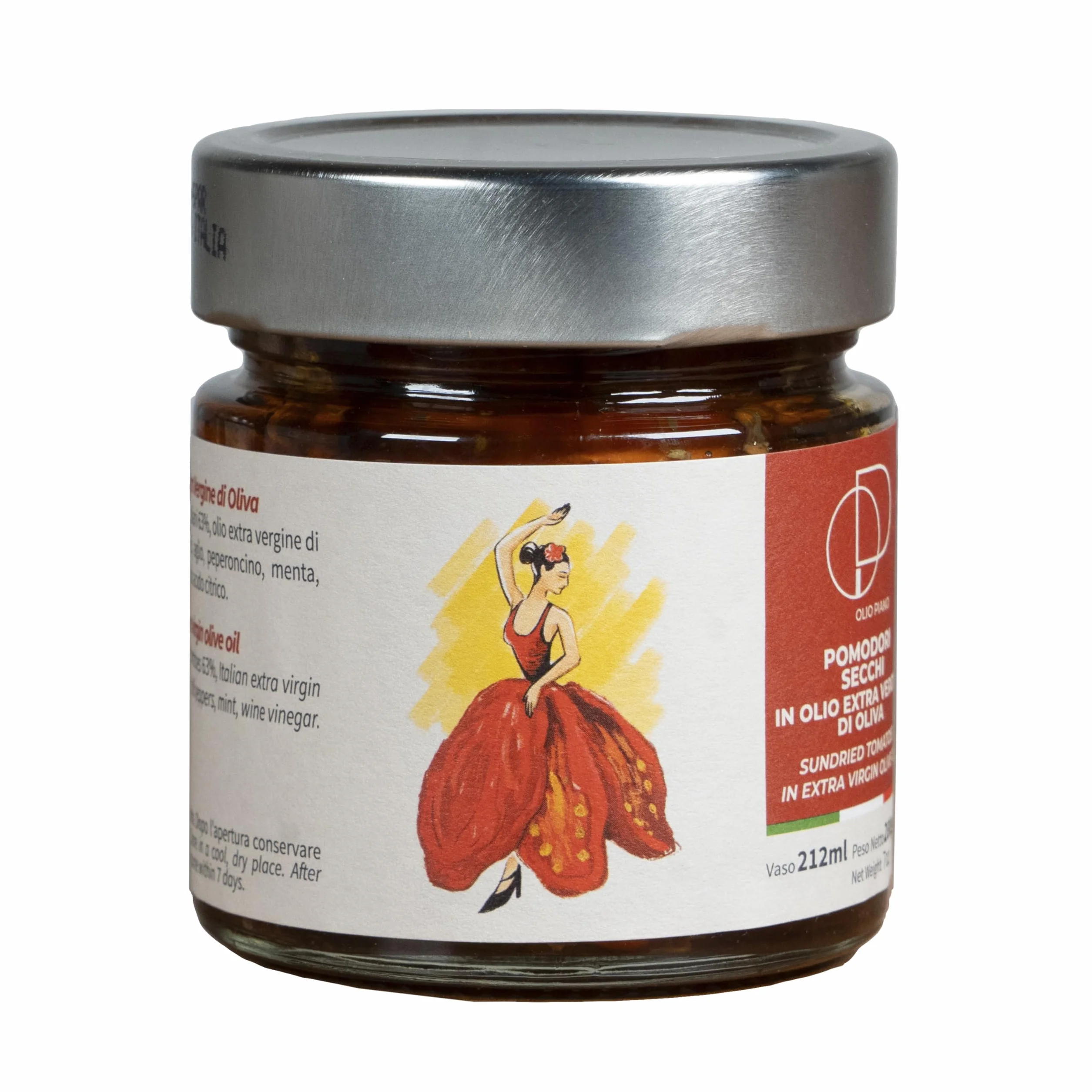 Agricola Piano - Tomates en Aceite | Tomates Secos en Aceite de Oliva Virgen Extra 212 ml – 100% Italianos, Receta Antigua – Producción Artesanal