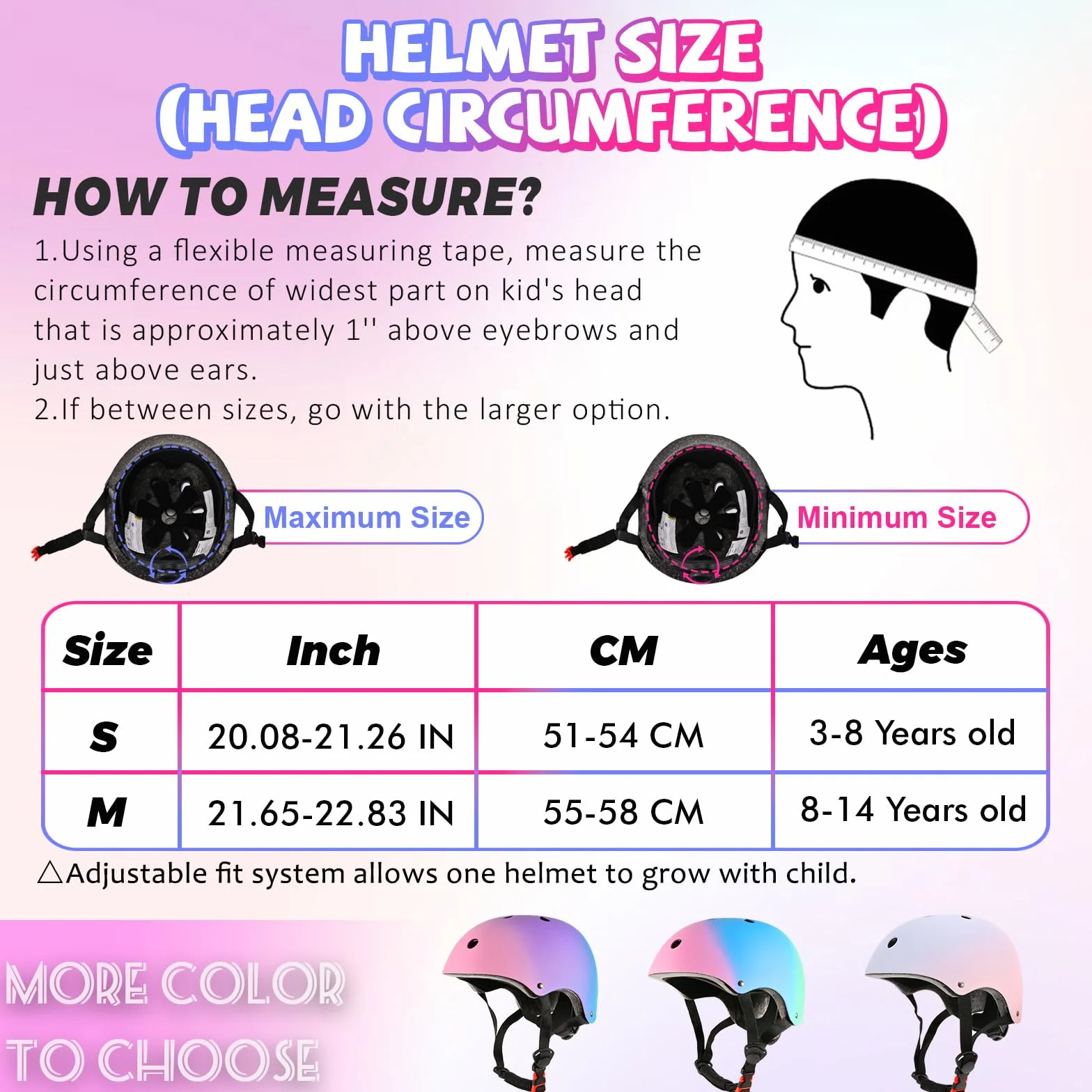 Casco de Bicicleta Ajustable para Niños, Cascos Infantiles de Protección Multideporte Ciclismo