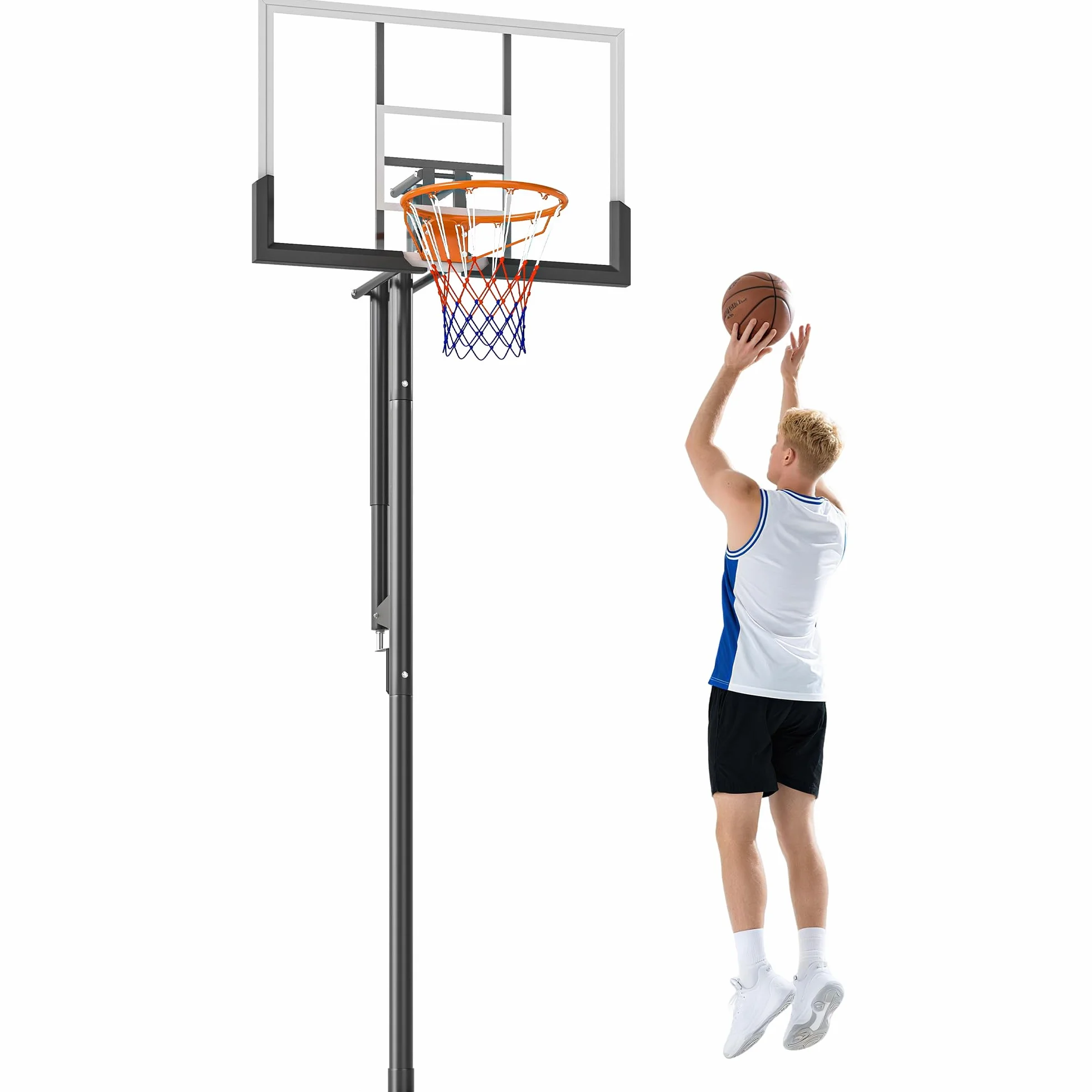 SPORTNOW Canasta de Baloncesto Exterior Altura Ajustable 230-305 cm Tablero Irrompible 120 cm Aro 48 cm