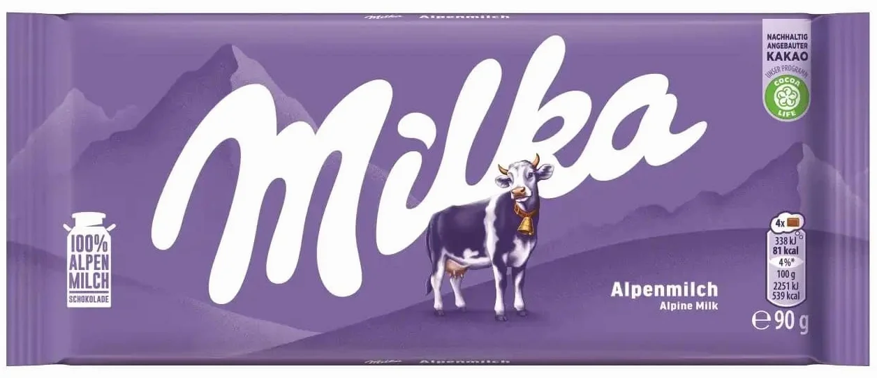 Milka Chocolate con Leche de los Alpes 90g Pack 25 Tabletas