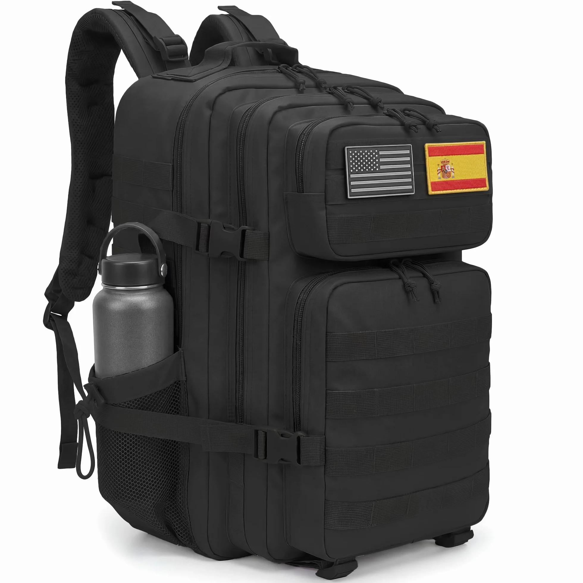 Mochila Táctica Militar 45L Sistema Molle Oxford 900D Negro para Caza Senderismo Viaje Crossfit