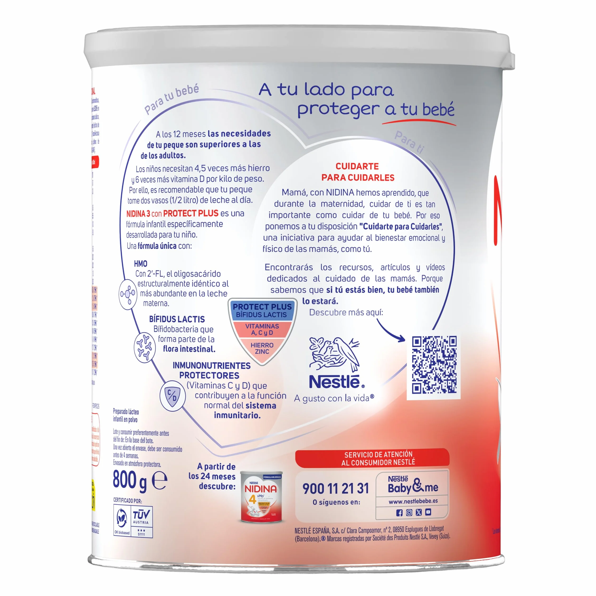 Nestlé NIDINA 3 Leche de crecimiento en polvo para bebés a partir de 12 meses, 3 x 800g