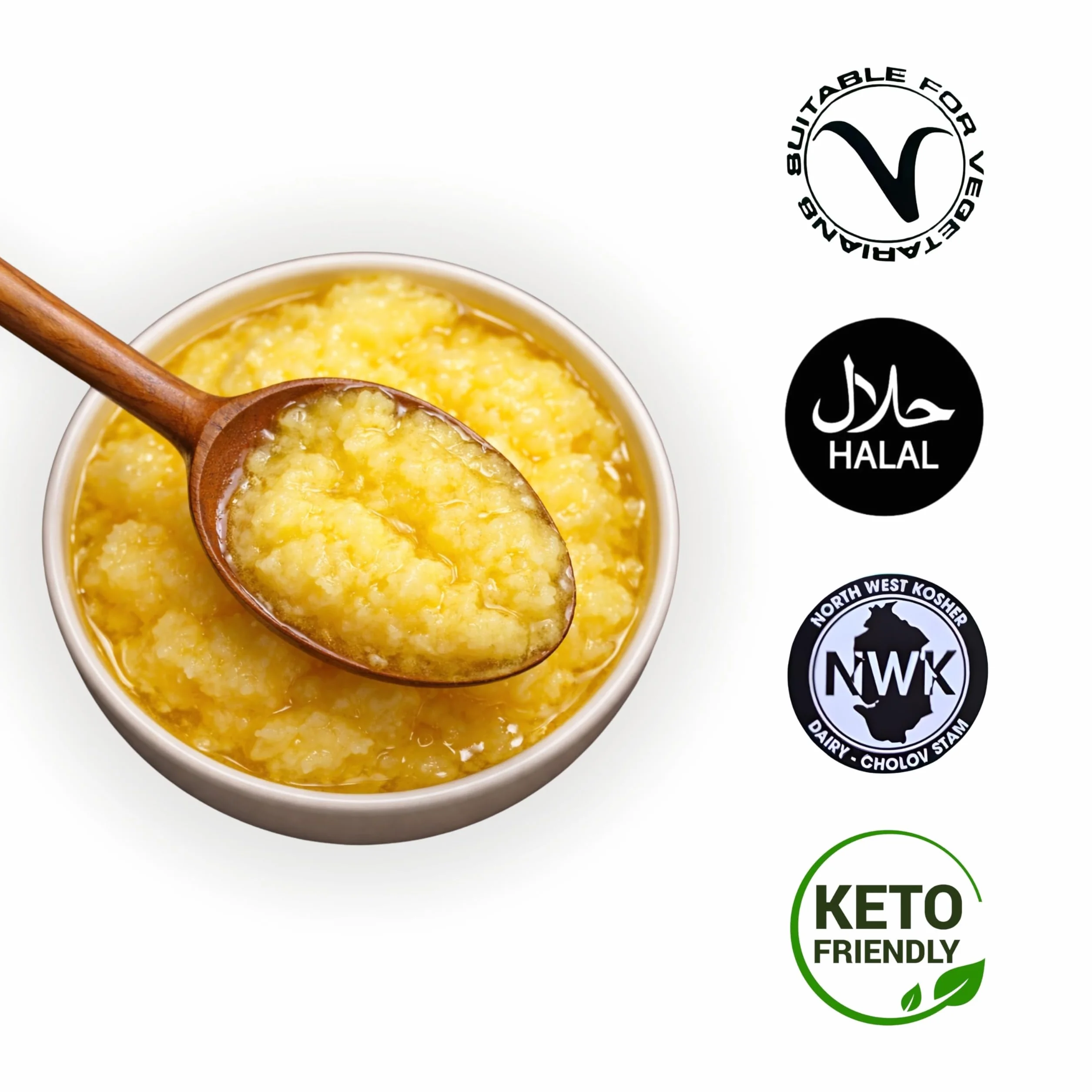 Mantequilla Clarificada Premium 100% Natural - Pure Ghee - Keto Friendly, Alto Punto de Humo, Sin Gluten - Ideal para Cocina Saludable - Laborawi (1 Kg)