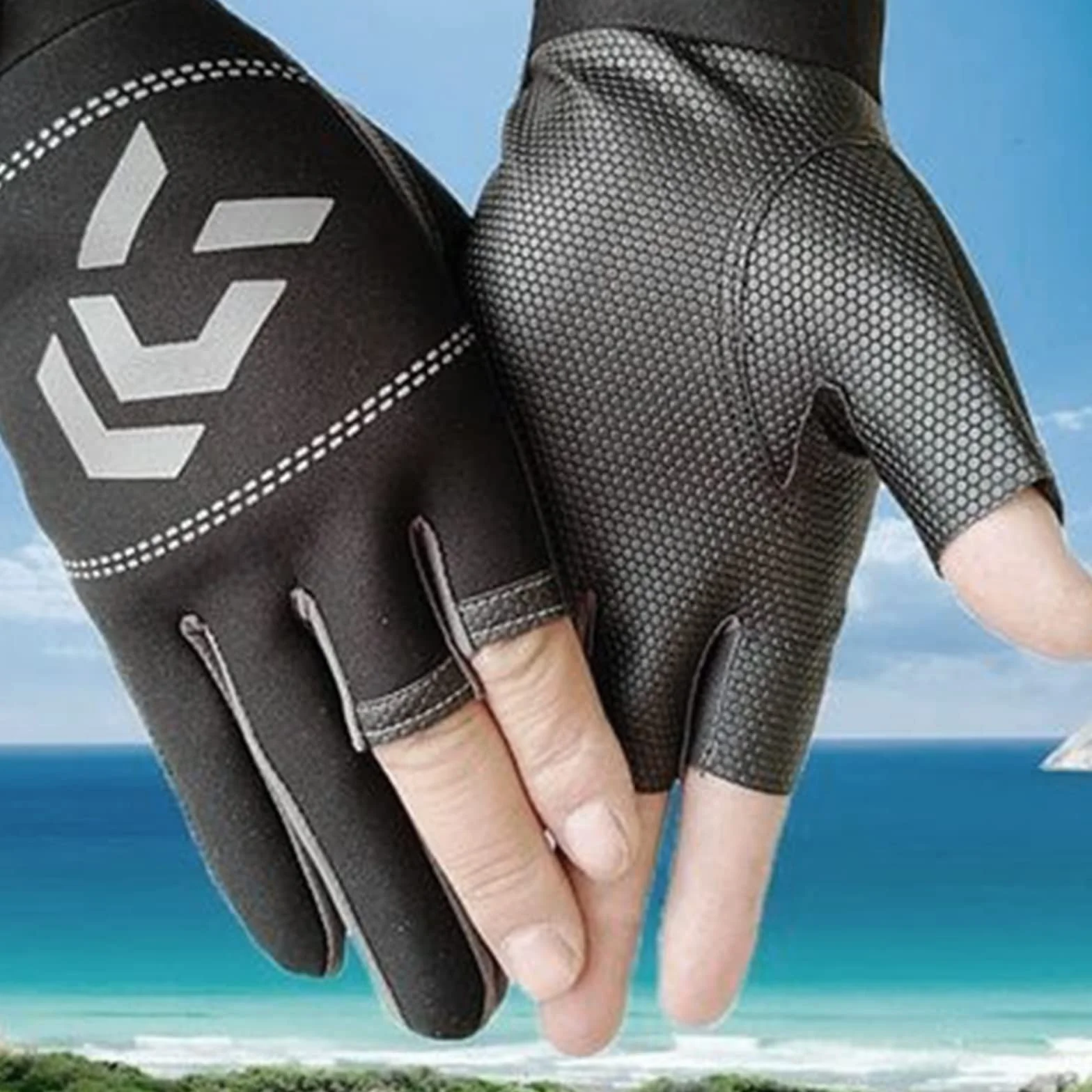 Guantes De Pesca Con Tres Dedos Antideslizantes De Verano Para Hombre Ajustable
